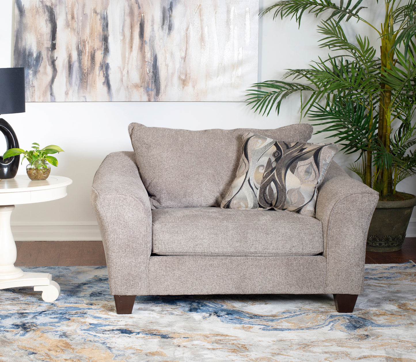 Camero Platinum Fabric Pillowback Accent Chair