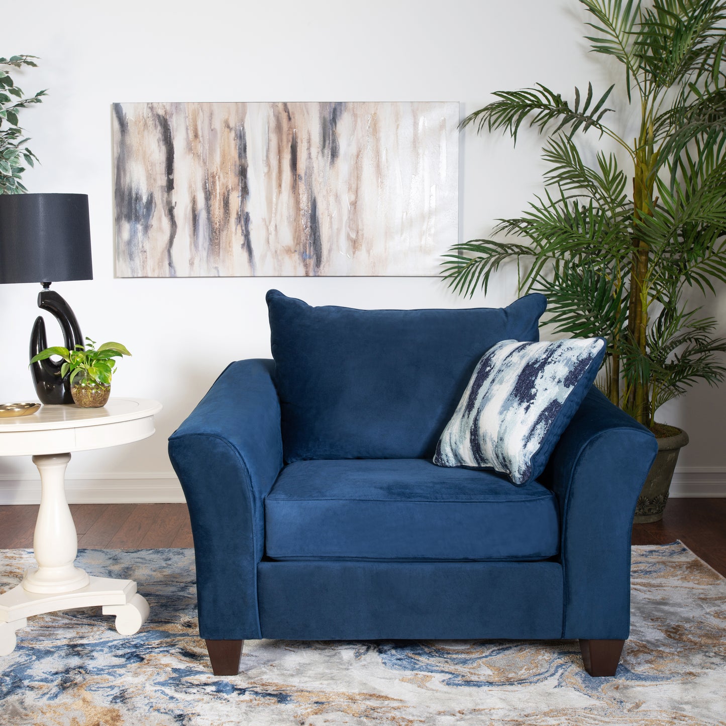 Camero Fabric Pillowback Chair in Navy Blue