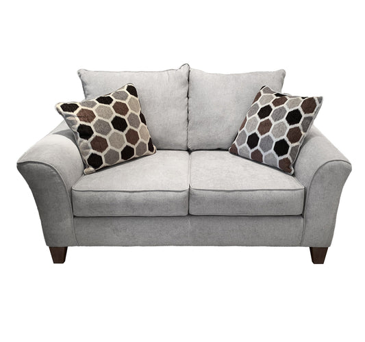 Camero Fabric Pillowback Loveseat, Silver