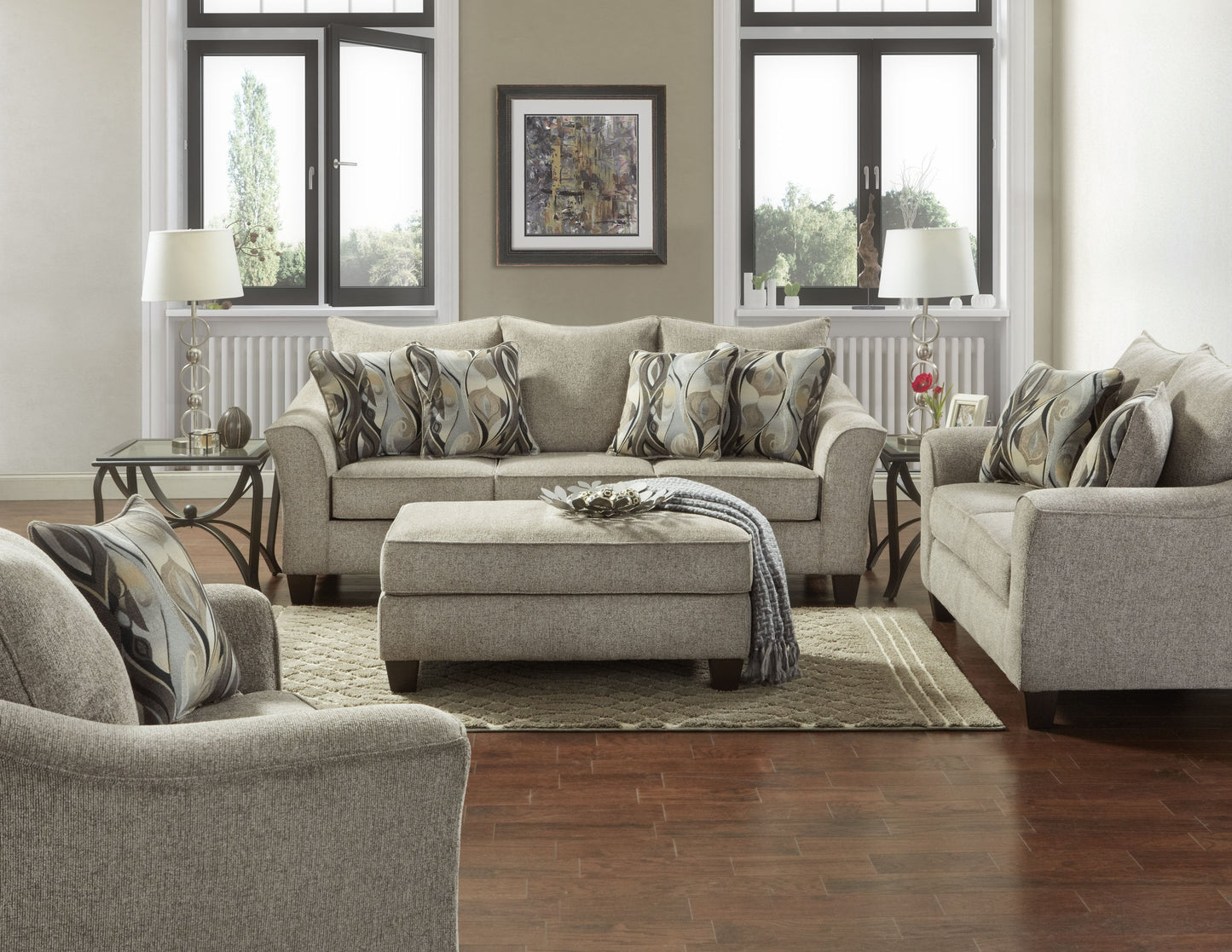 Camero Platinum Fabric Pillowback Loveseat