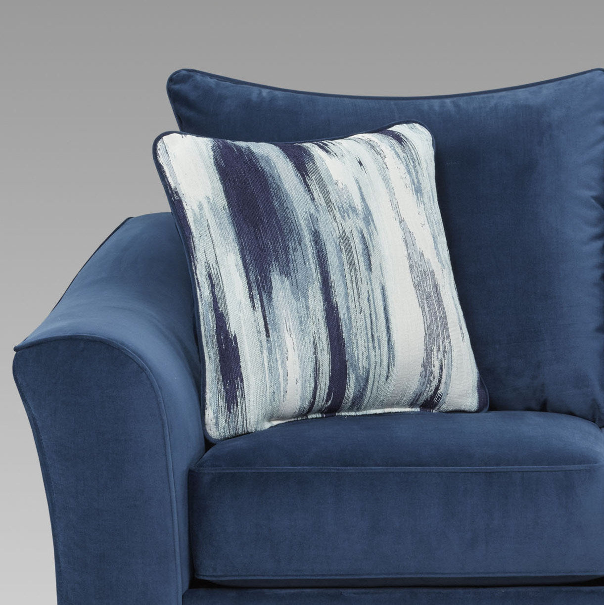 Camero Fabric Pillowback Loveseat in Navy Blue