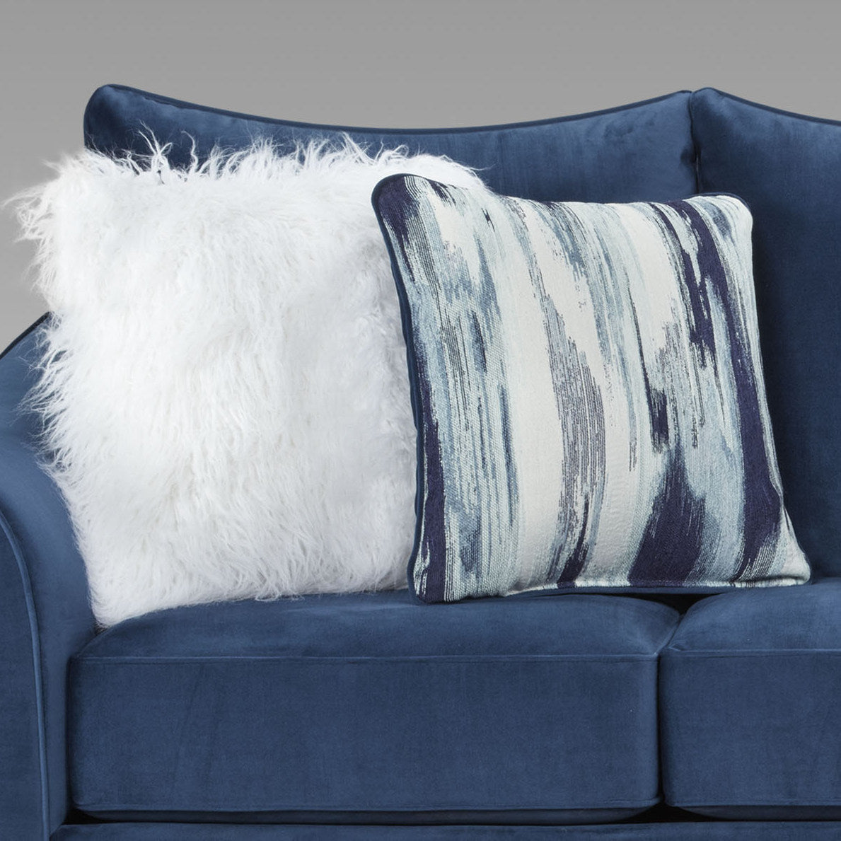 Camero Fabric Pillowback Living Room Collection, Navy Blue