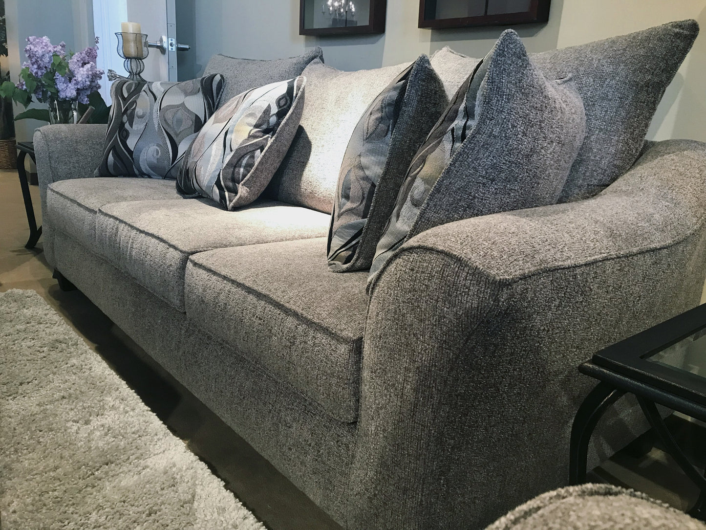 Camero Platinum Fabric Pillowback Sofa