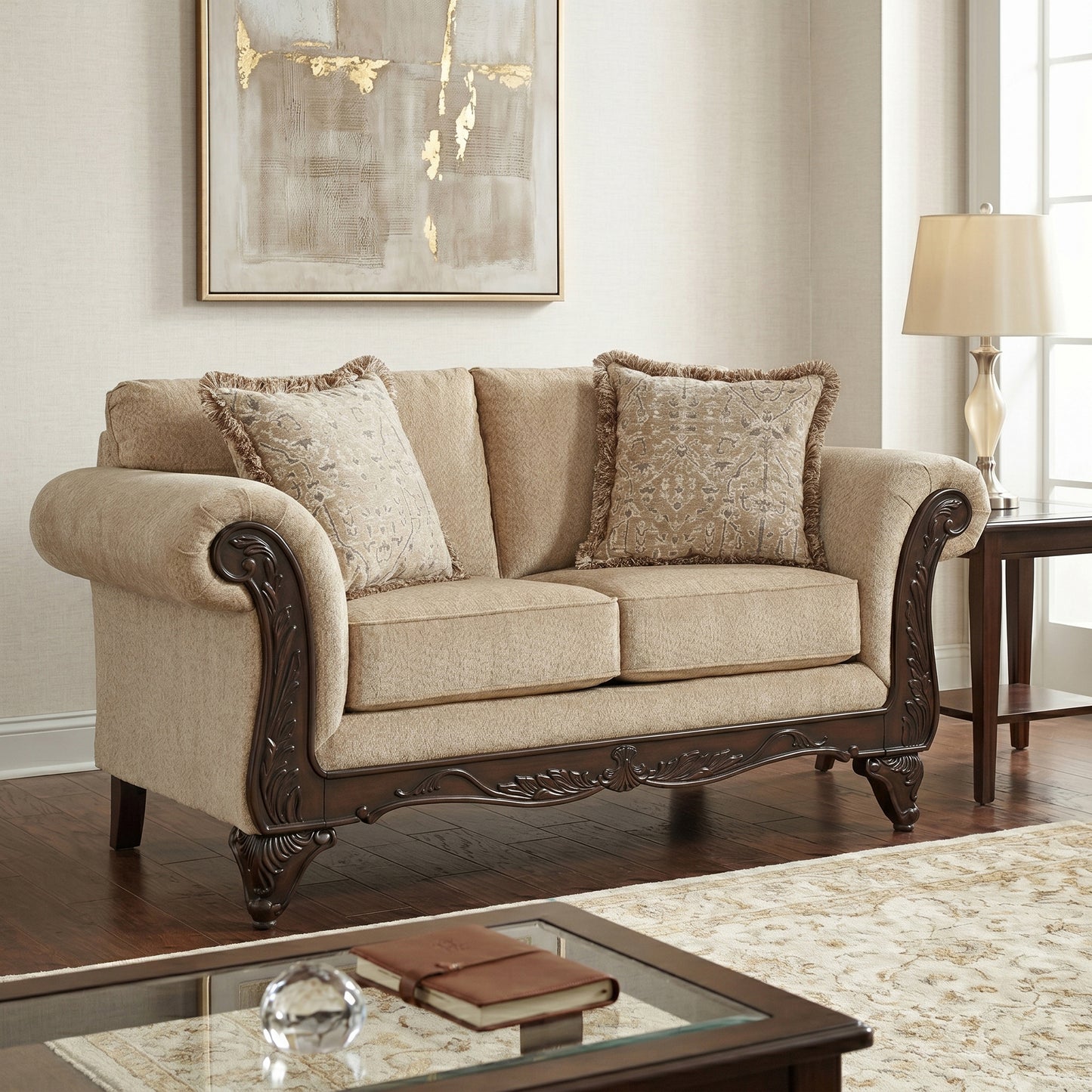 Hernen Carved Wood Frame Living Room Collection
