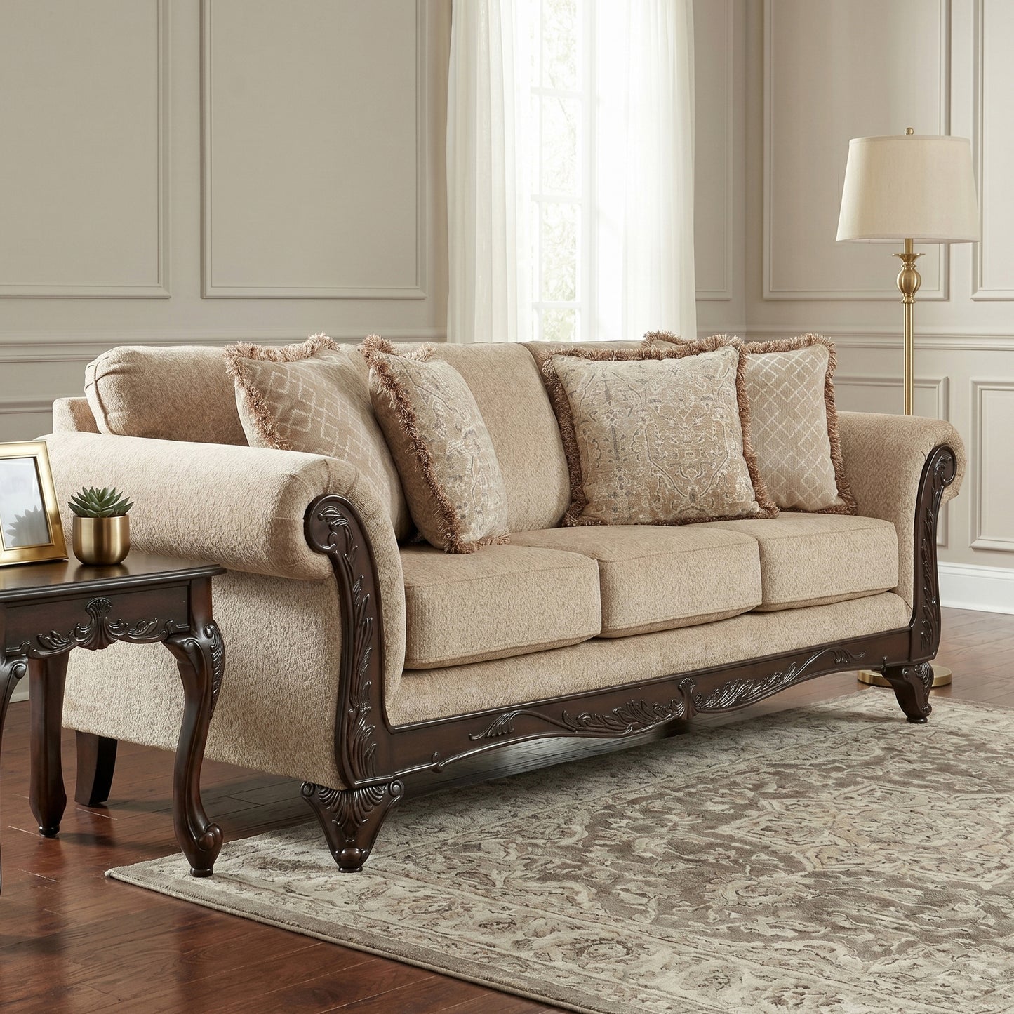Hernen Carved Wood Frame Living Room Collection