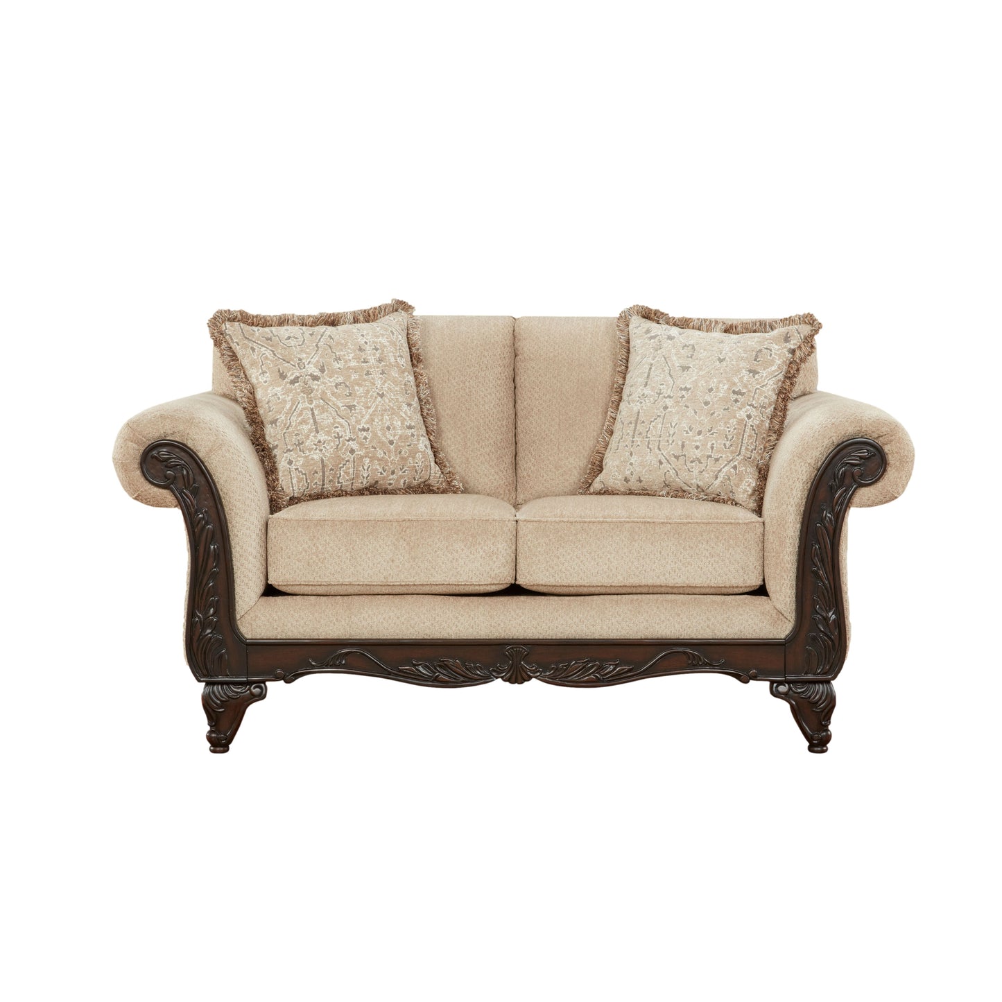 Hernen Carved Wood Frame Loveseat