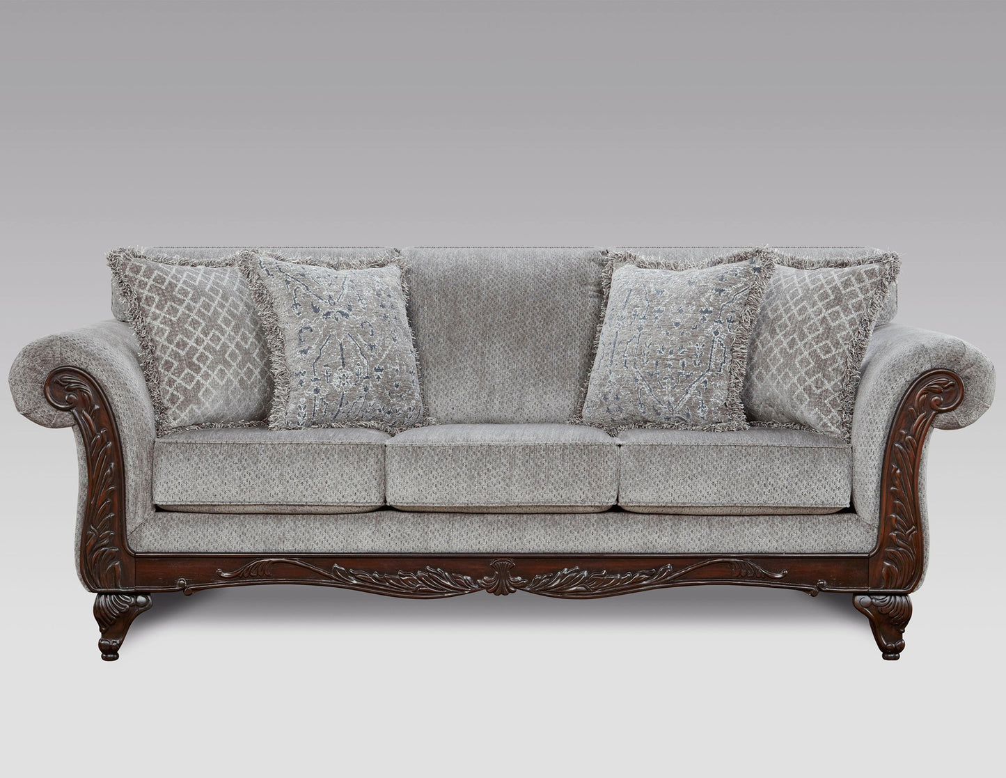 Hernen Carved Wood Frame Sofa