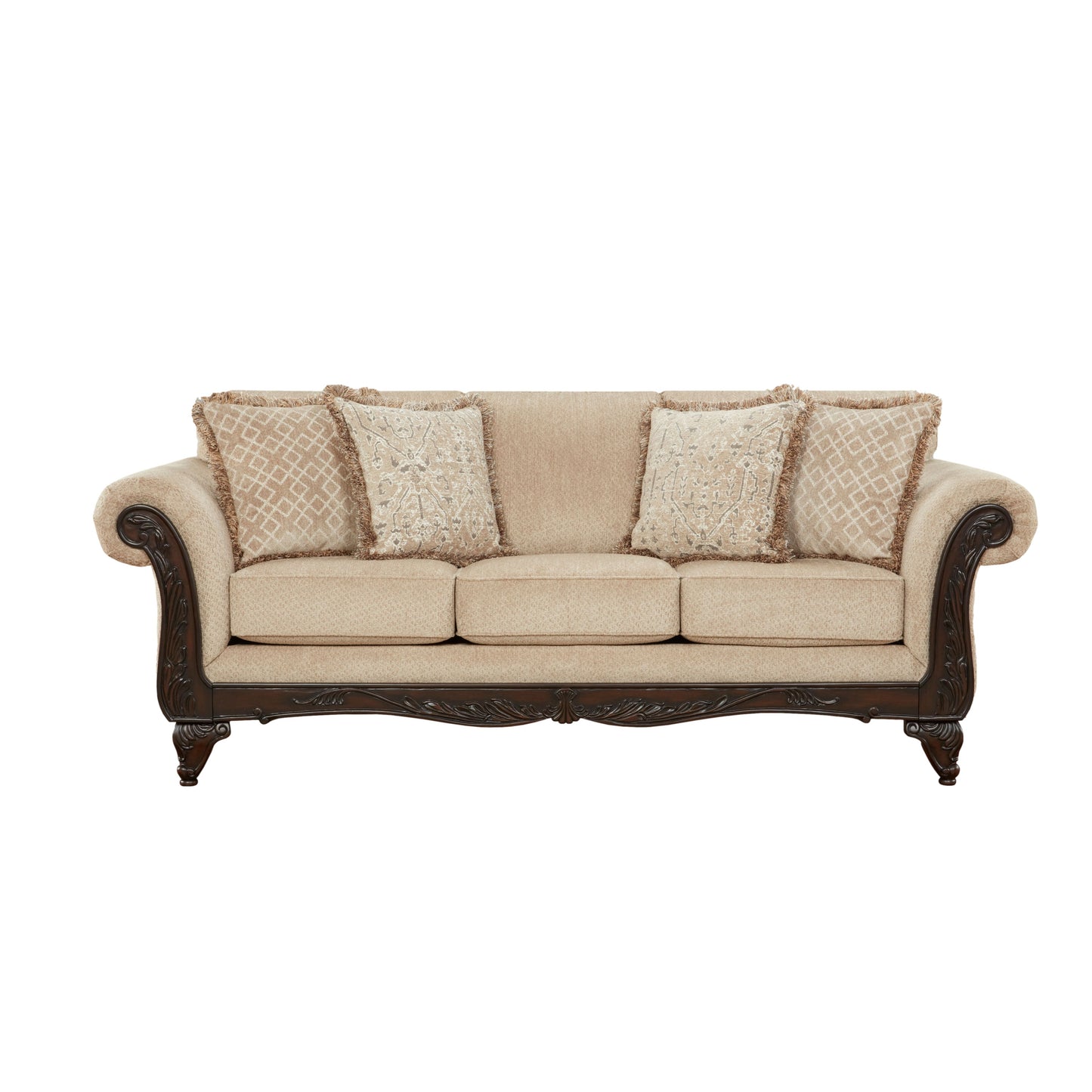 Hernen Carved Wood Frame Sofa