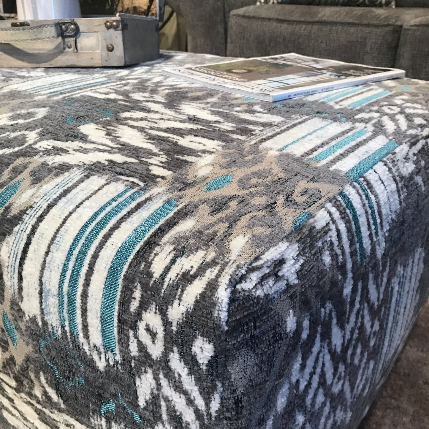 Medley Nickel Microfiber Cocktail Ottoman