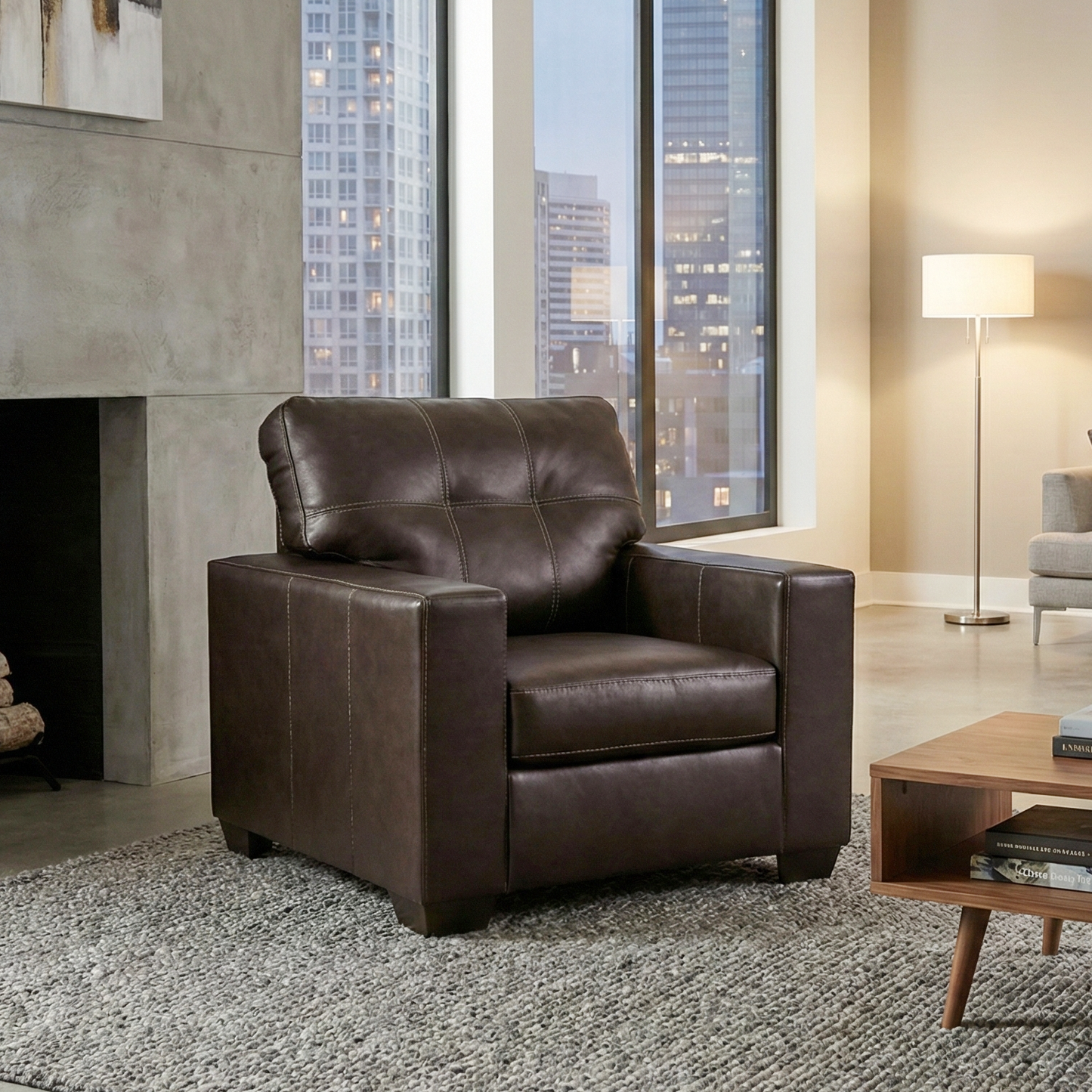 Roundhill Furniture Holmes Leather Upholstered Lounge Chair