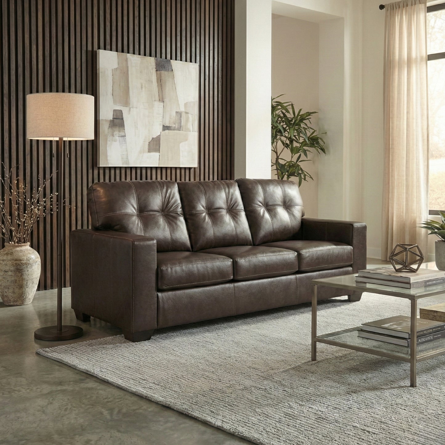 Roundhill Furniture Holmes Leather Upholstered Sofa