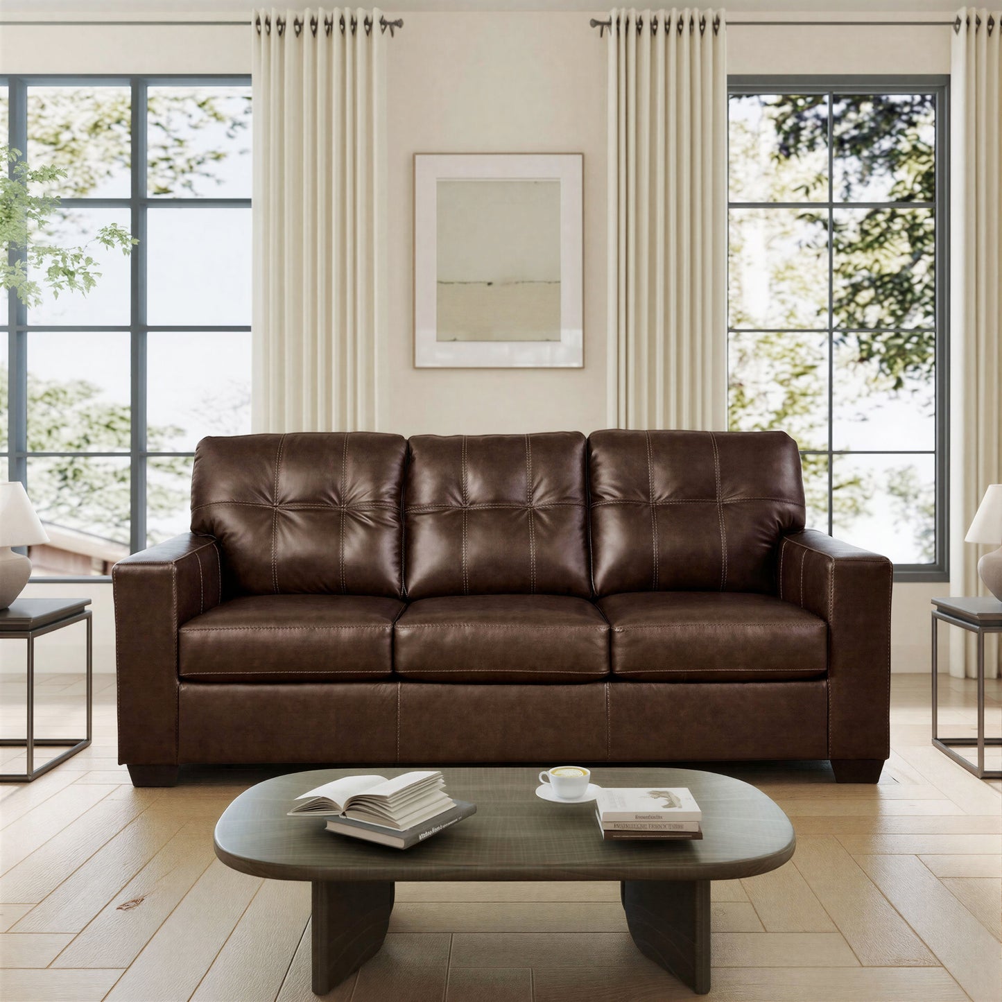 Roundhill Furniture Holmes Leather Upholstered Sofa