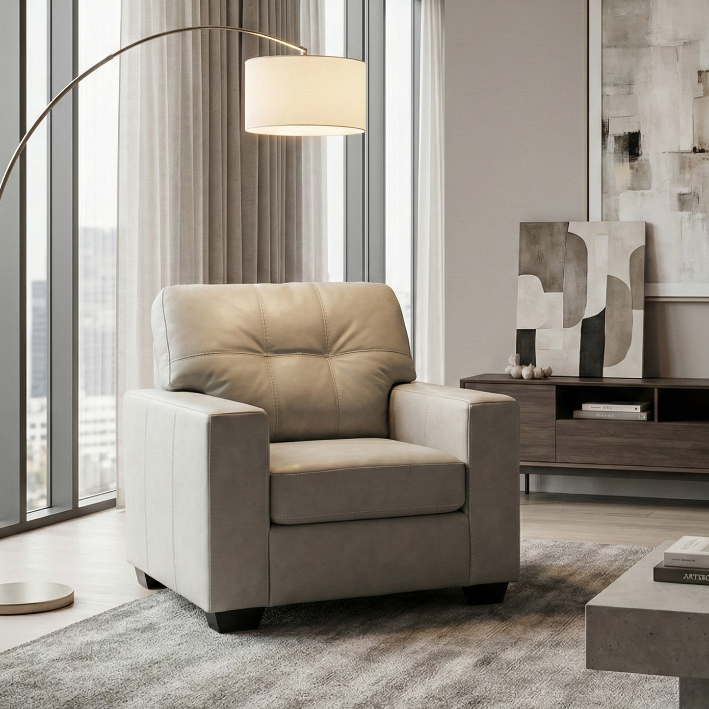 Roundhill Furniture Holmes Leather Upholstered Lounge Chair