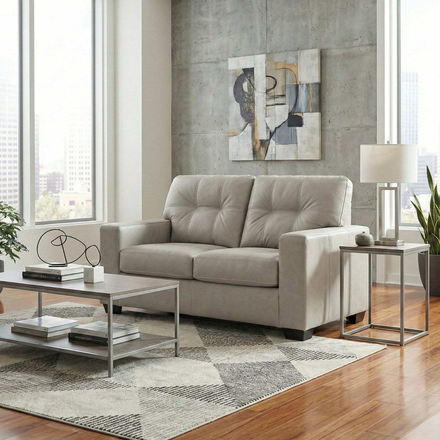 Roundhill Furniture Holmes Leather Upholstered Loveseat
