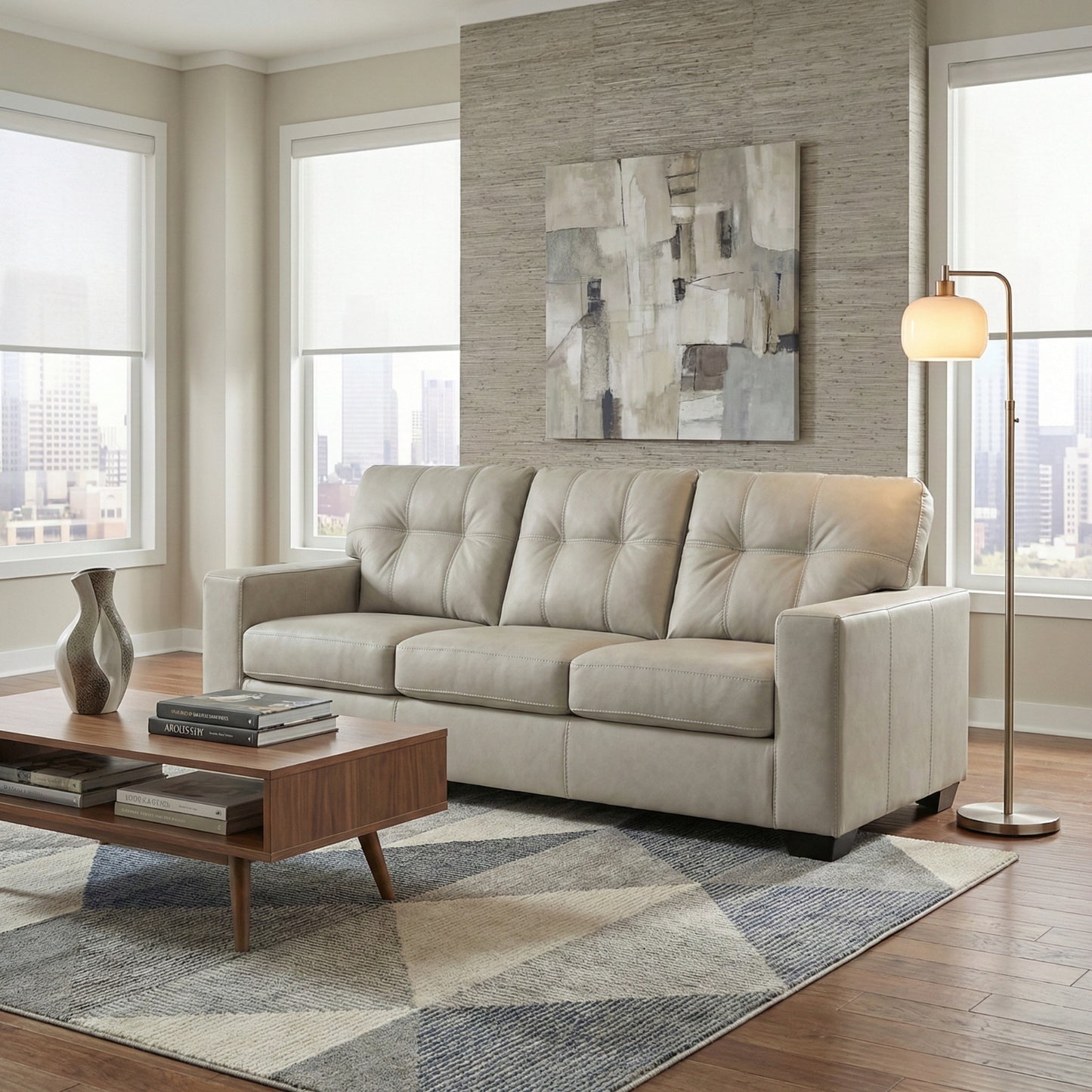 Roundhill Furniture Holmes Leather Upholstered Sofa