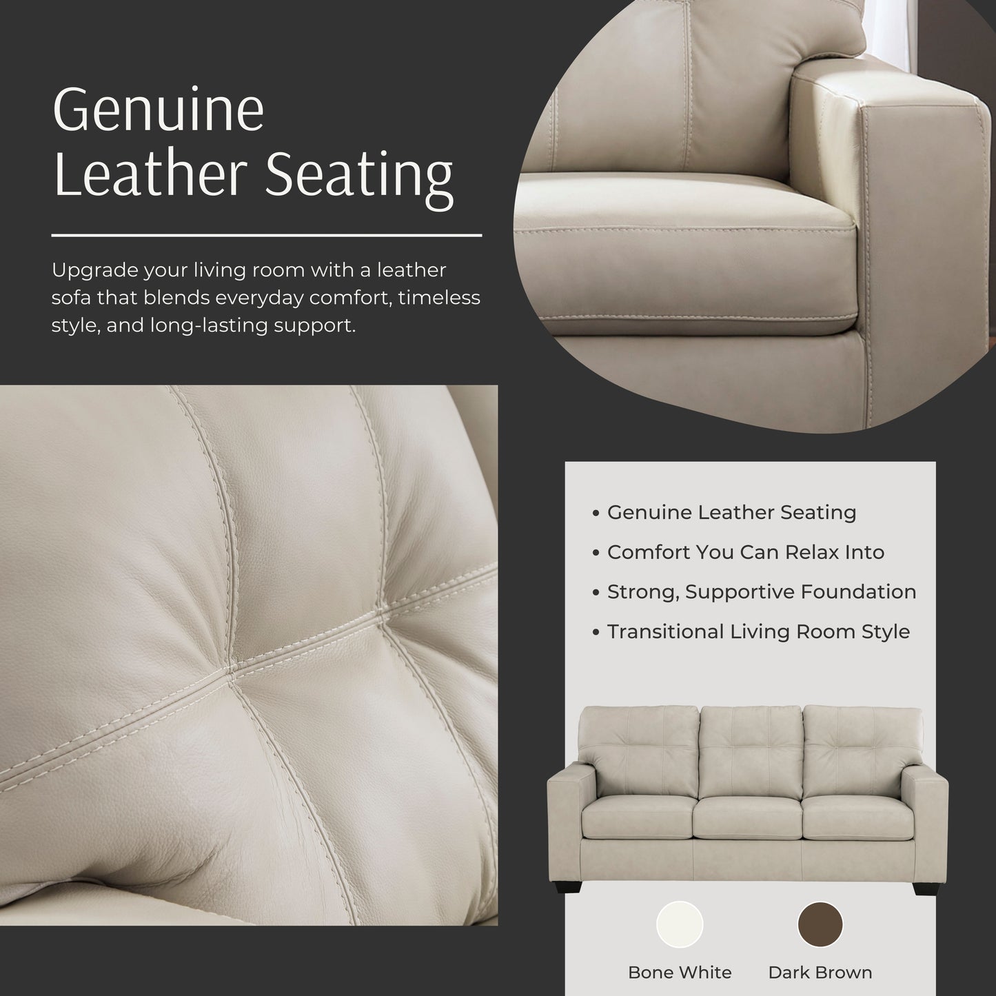 Roundhill Furniture Holmes Leather Upholstered Sofa