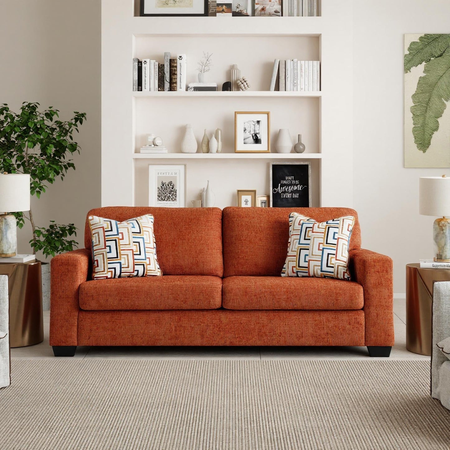 Roundhill Furniture Amoria Living Room Collection, Rust Terra Chenille Upholstery