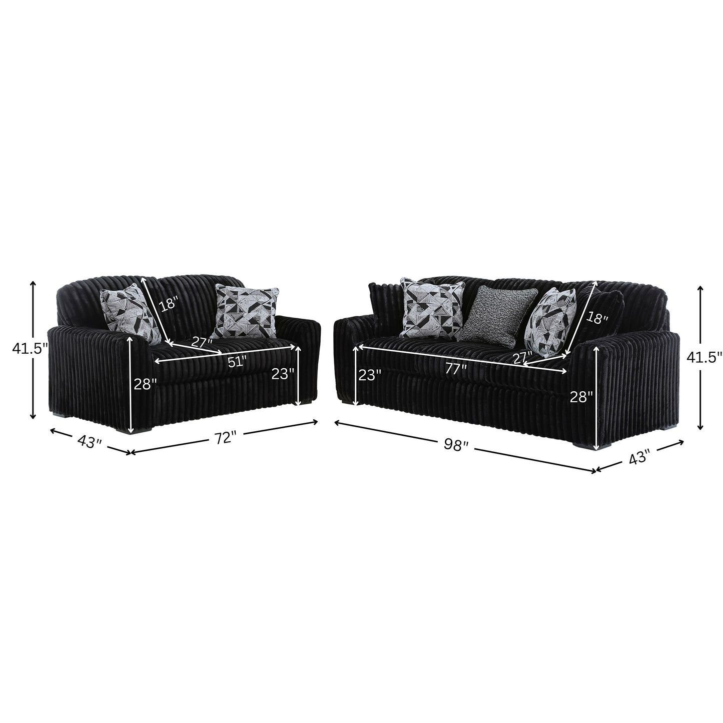 Roundhill Furniture Solenne Living Room Collection, Oversized Sofa, Loveseat, Chair and a Half, and Ottoman with Jumbo Corduroy Upholstery, Reversible Cushions