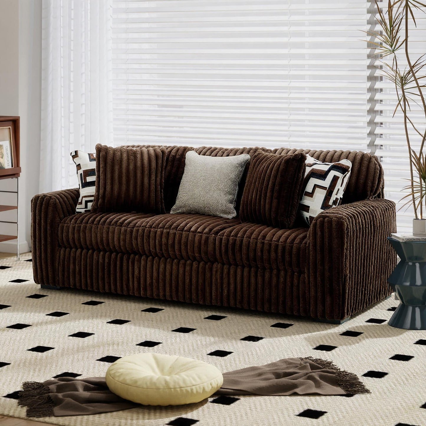 Roundhill Furniture Solenne Living Room Collection, Oversized Sofa, Loveseat, Chair and a Half, and Ottoman with Jumbo Corduroy Upholstery, Reversible Cushions