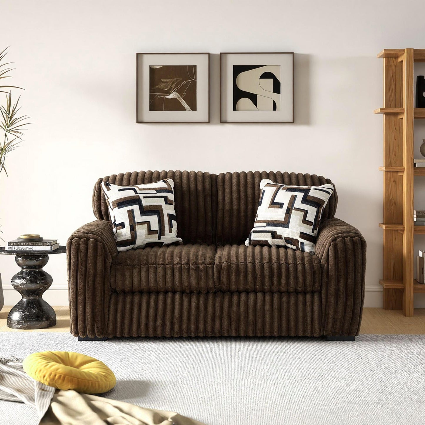 Roundhill Furniture Solenne Living Room Collection, Oversized Sofa, Loveseat, Chair and a Half, and Ottoman with Jumbo Corduroy Upholstery, Reversible Cushions