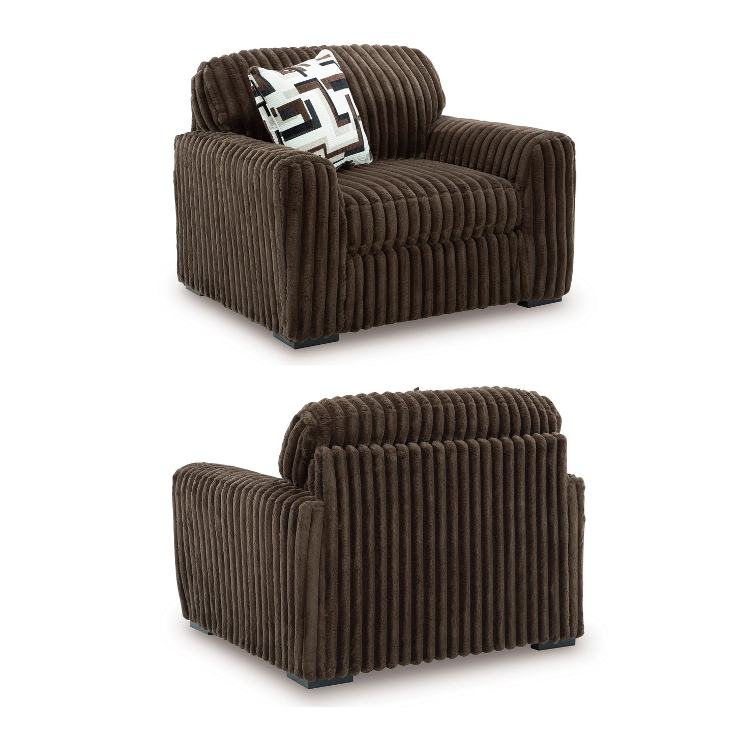 Roundhill Furniture Solenne Living Room Collection, Oversized Sofa, Loveseat, Chair and a Half, and Ottoman with Jumbo Corduroy Upholstery, Reversible Cushions