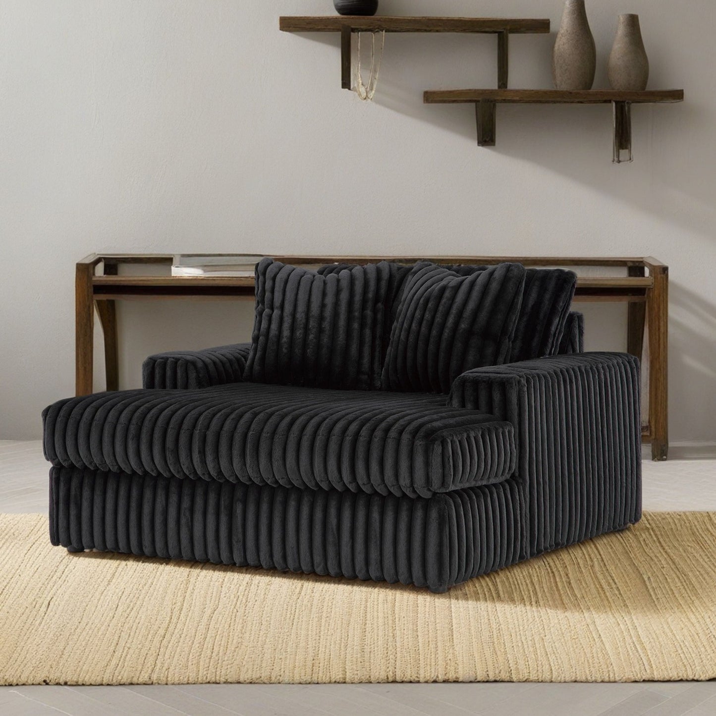 Azulu Upholstered Oversized Chaise, with Cup holders and USB Charging