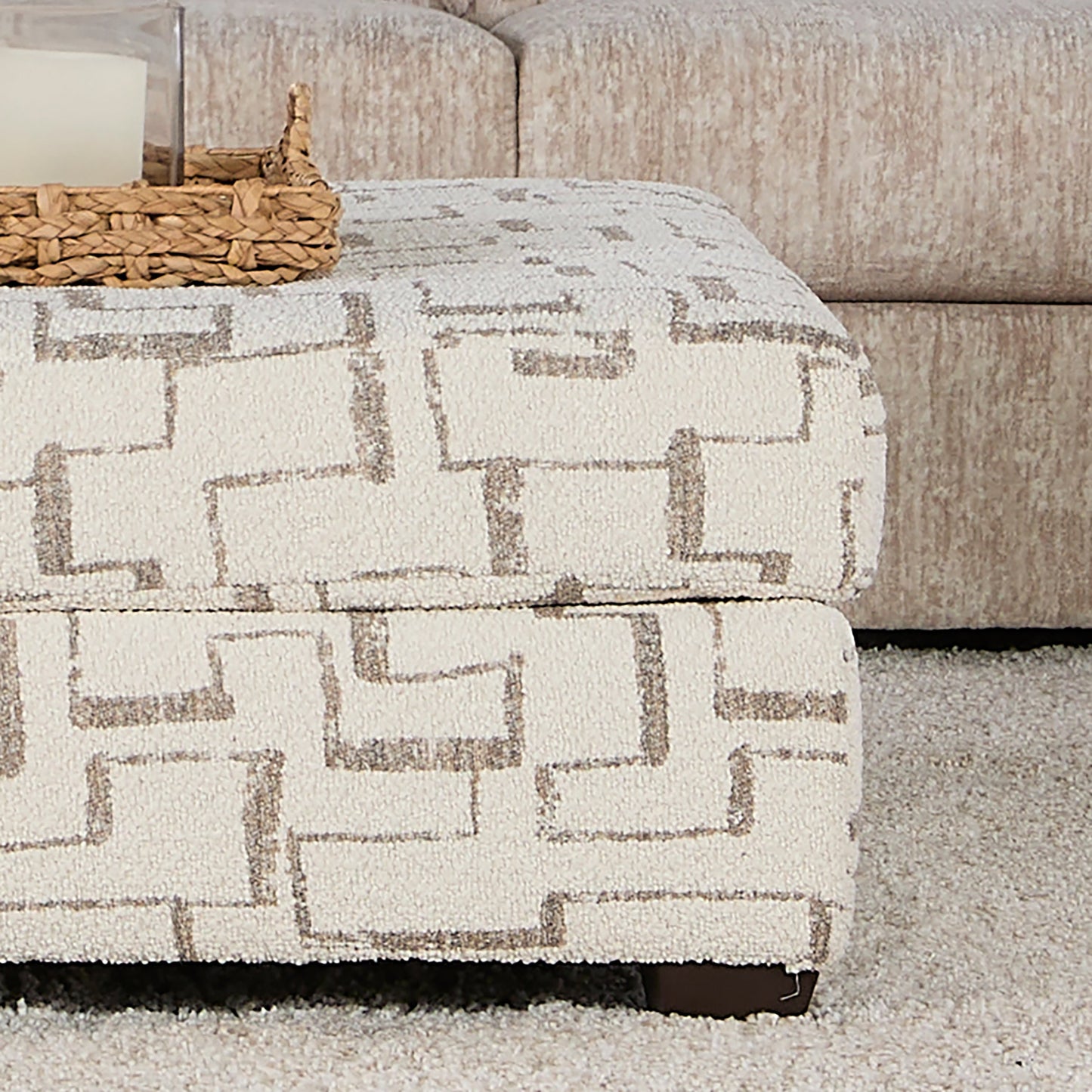 Roundhill Furniture Nason Geometric Patterned Ottoman