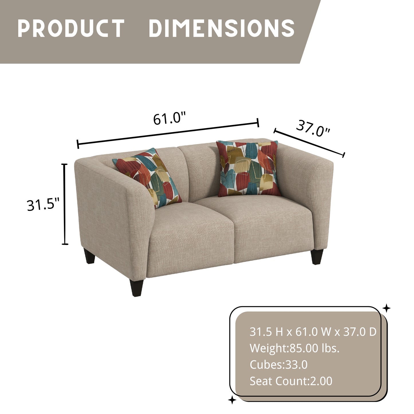 Roundhill Furniture Della Upholstered Stationary Loveseat