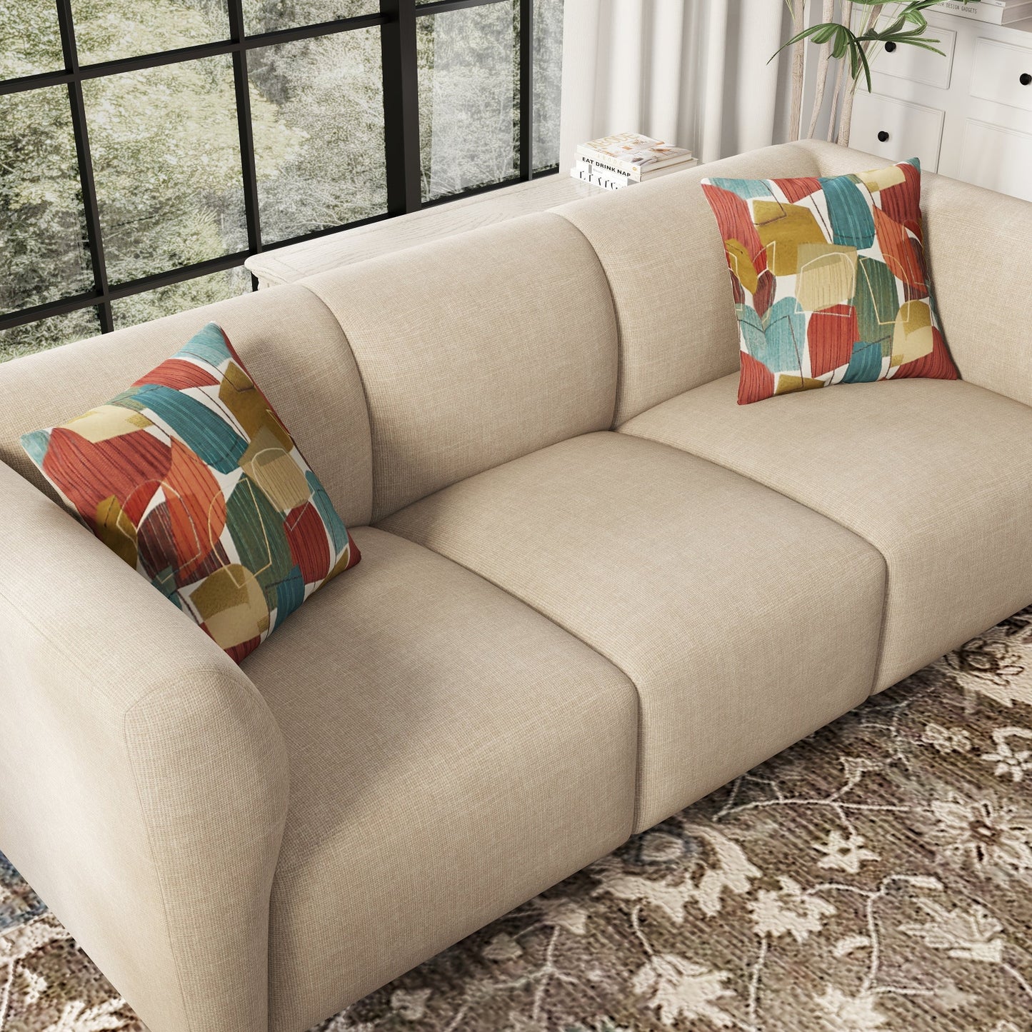 Roundhill Furniture Della Upholstered Living Room Collection, Sofa and Loveseat
