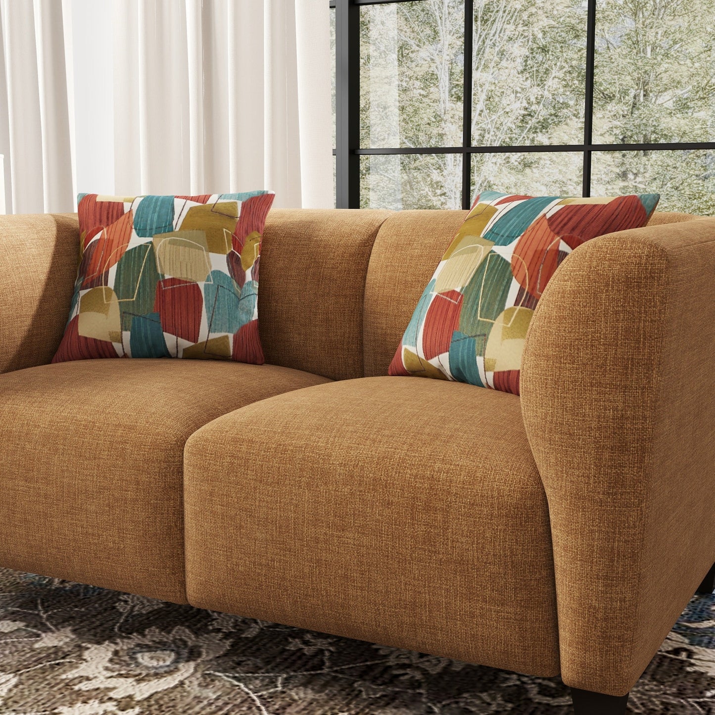 Roundhill Furniture Della Upholstered Living Room Collection, Sofa and Loveseat