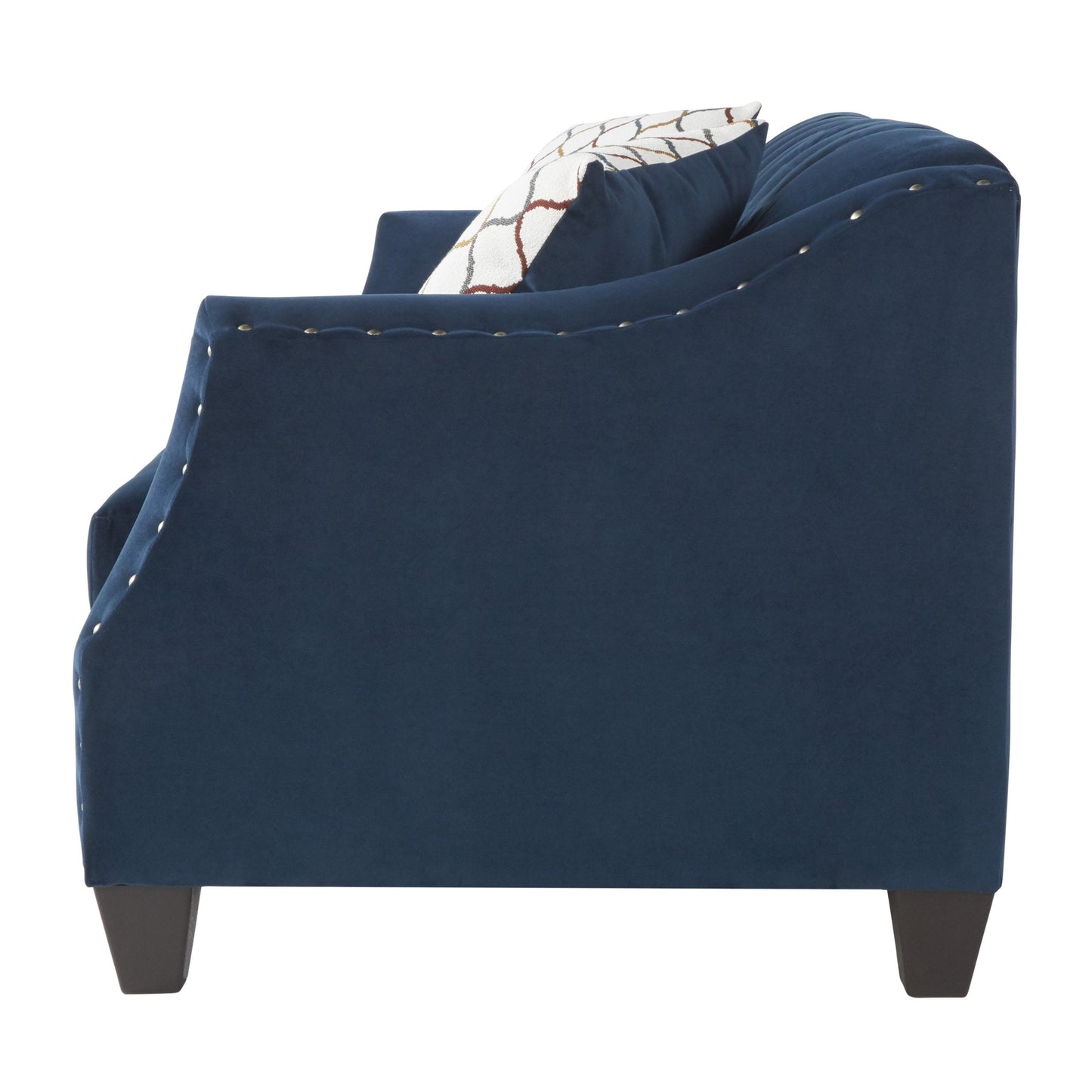 Moselle Transitional Modern Velvet Tufted Sofa with Nainhead Trim, Blue