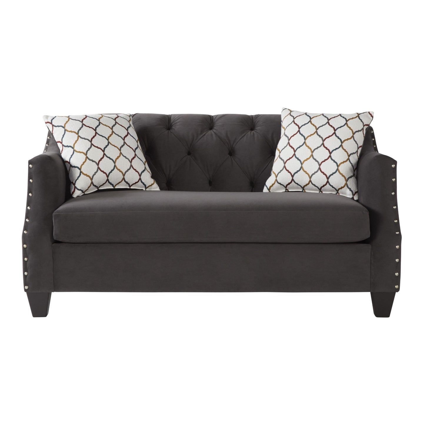 Moselle Transitional Modern Velvet Tufted Nailhead Trim Living Room Collection, Gray