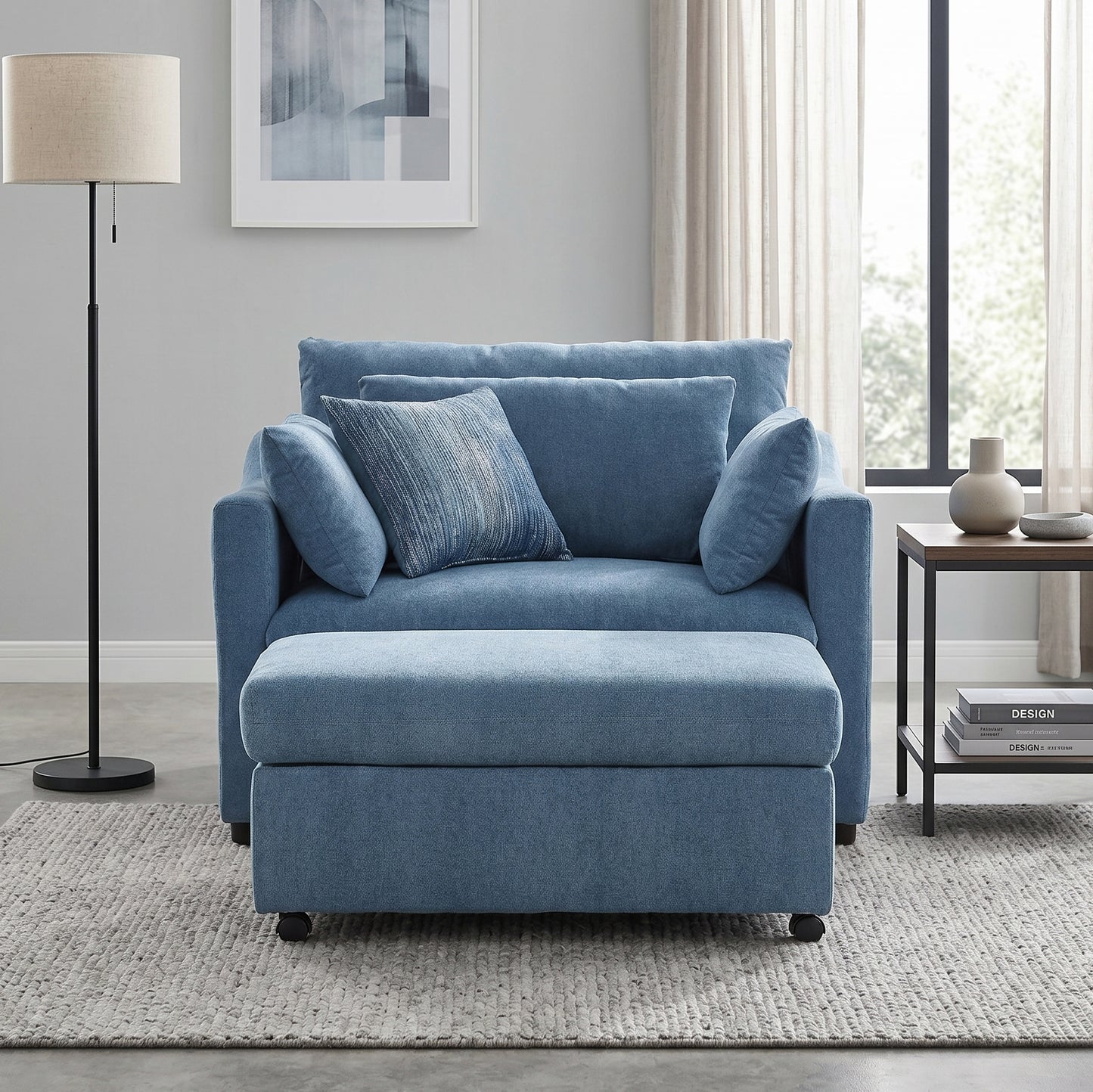 Roundhill Furniture Wilson 2-Piece Living Room Set, Chair and Ottoman