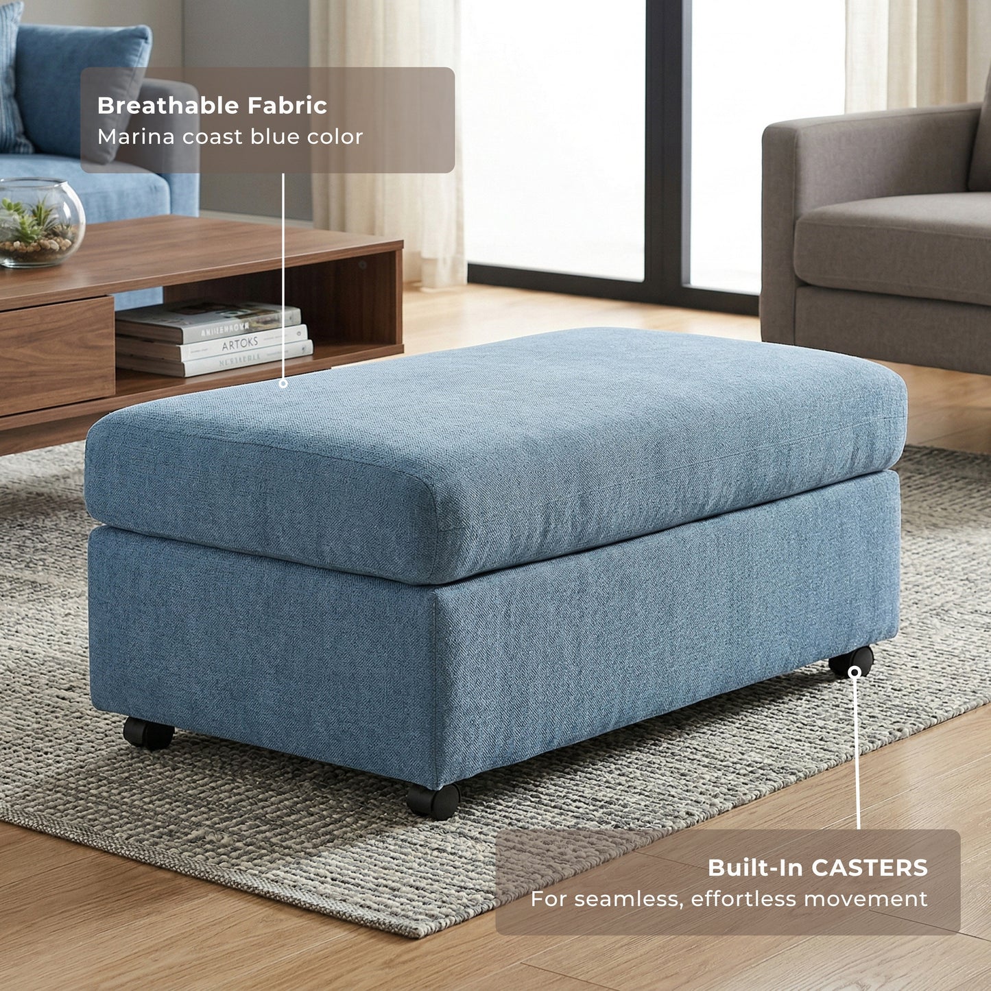 Roundhill Furniture Wilson 2-Piece Living Room Set, Chair and Ottoman