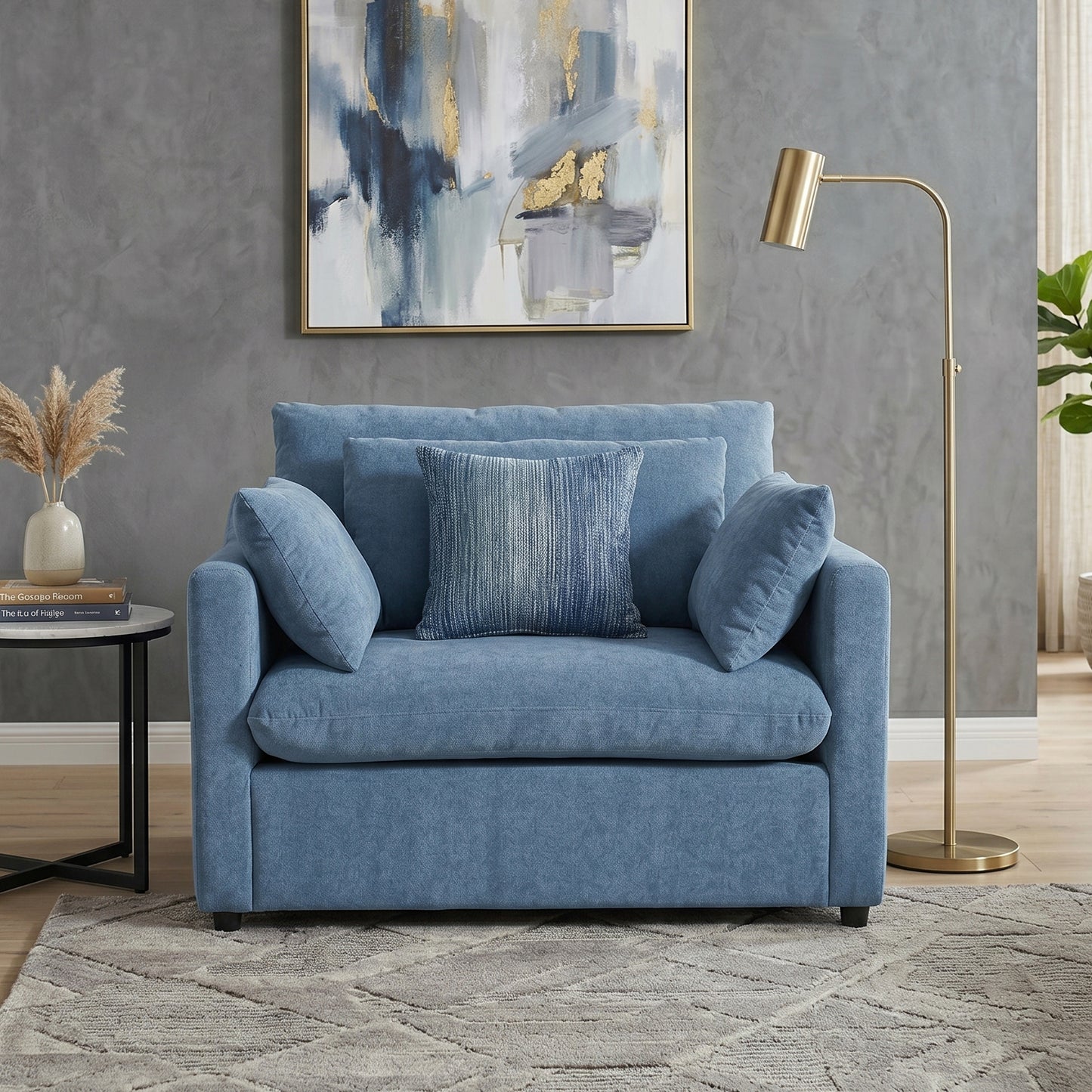 Roundhill Furniture Wilson 2-Piece Living Room Set, Chair and Ottoman