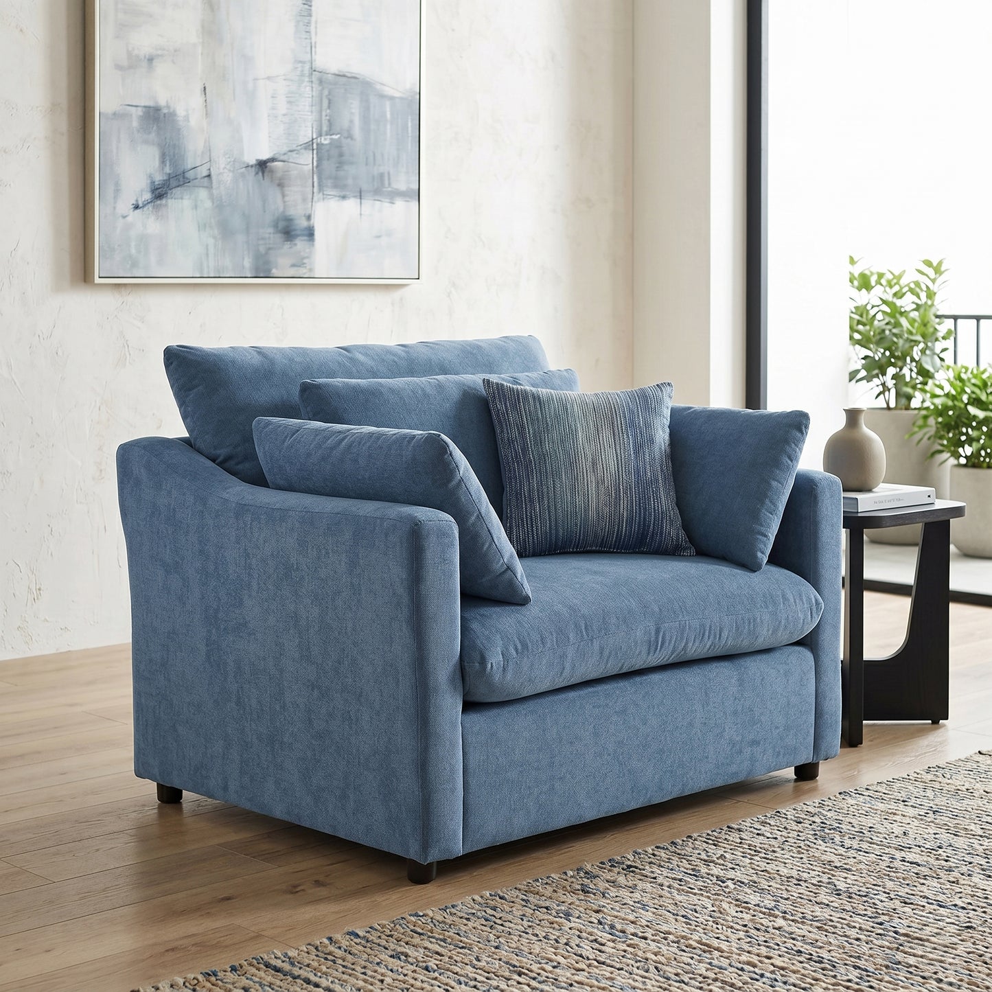 Roundhill Furniture Wilson 2-Piece Living Room Set, Chair and Ottoman