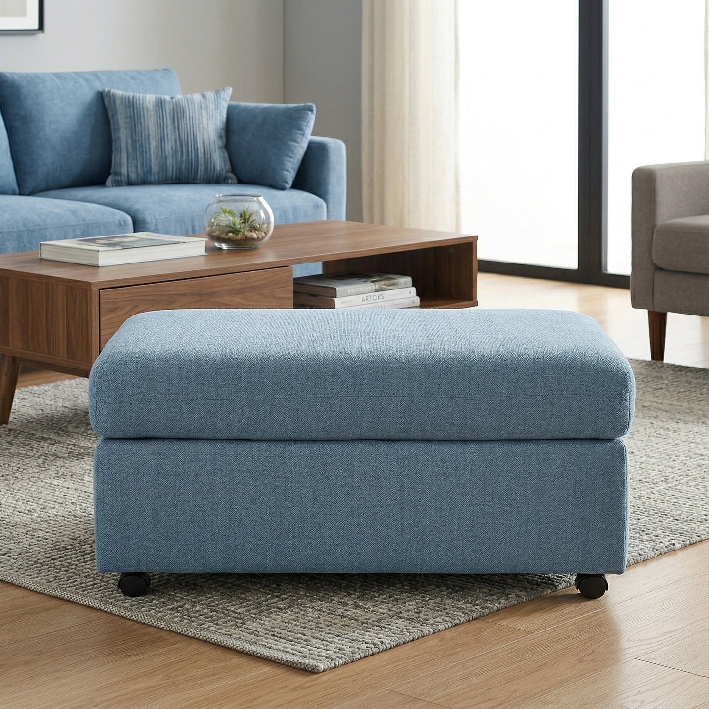 Roundhill Furniture Wilson 2-Piece Living Room Set, Chair and Ottoman