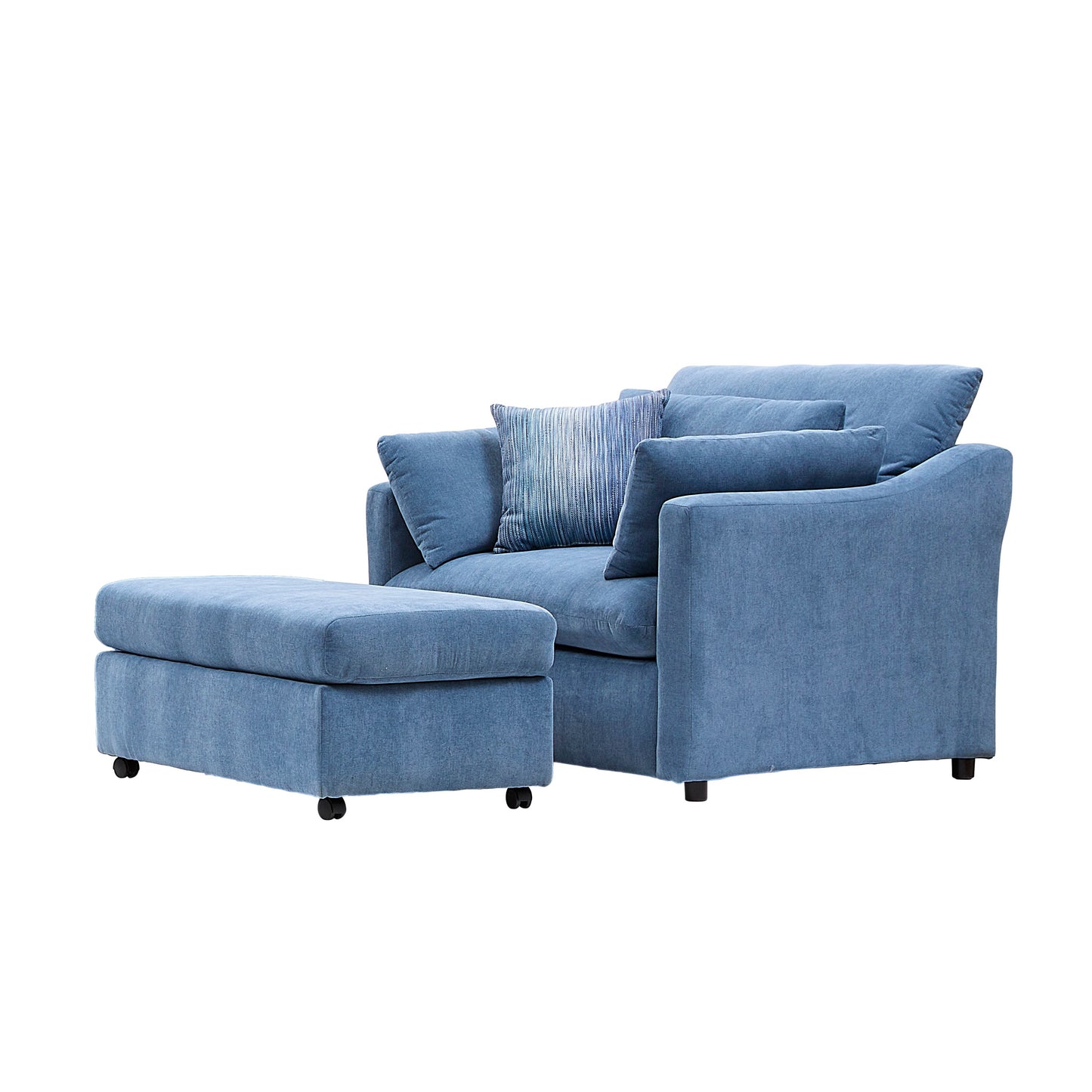 Roundhill Furniture Wilson 2-Piece Living Room Set, Chair and Ottoman