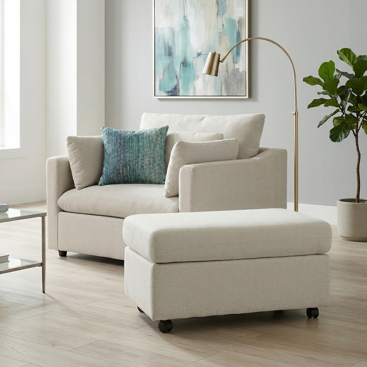 Roundhill Furniture Wilson 2-Piece Living Room Set, Chair and Ottoman