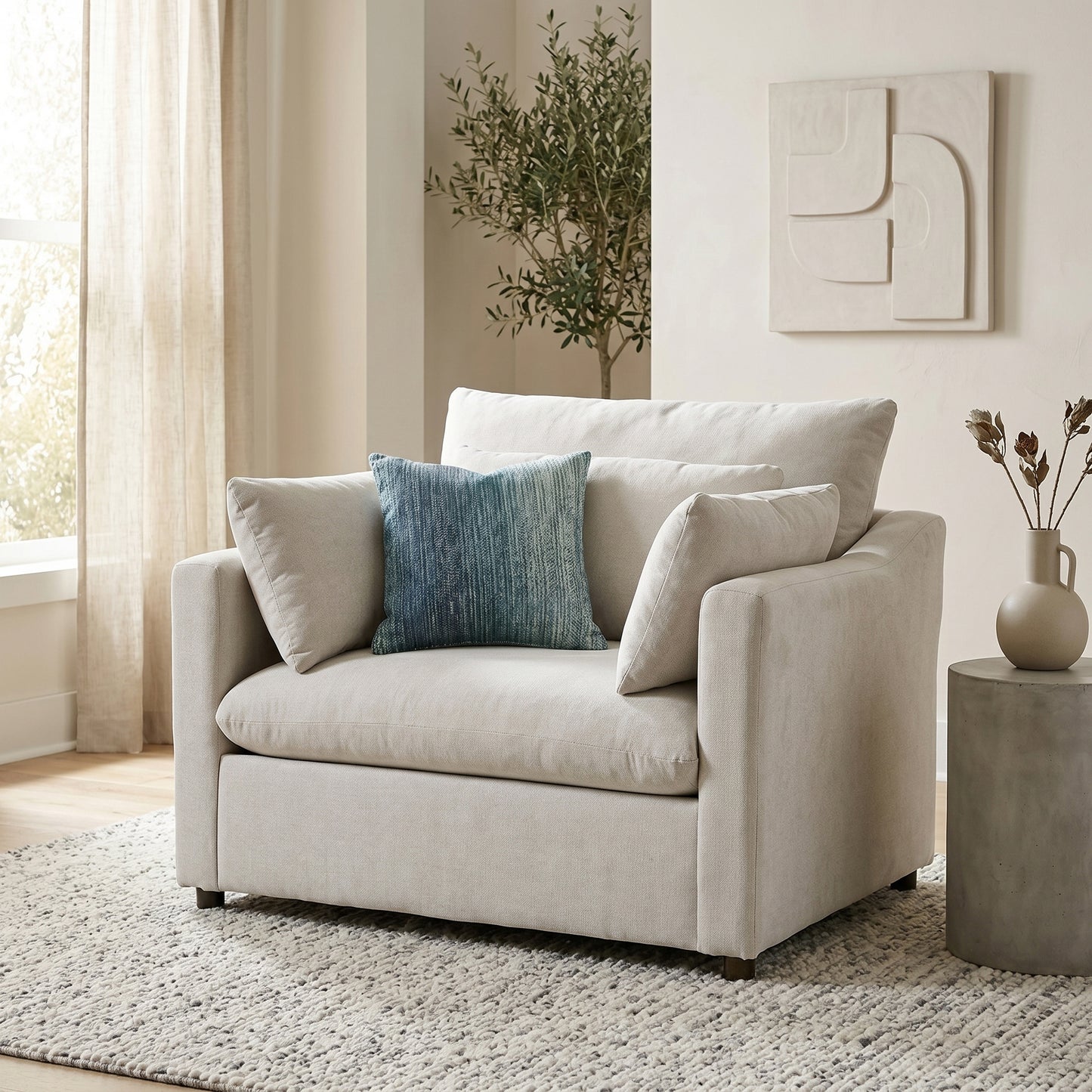 Roundhill Furniture Wilson 2-Piece Living Room Set, Chair and Ottoman