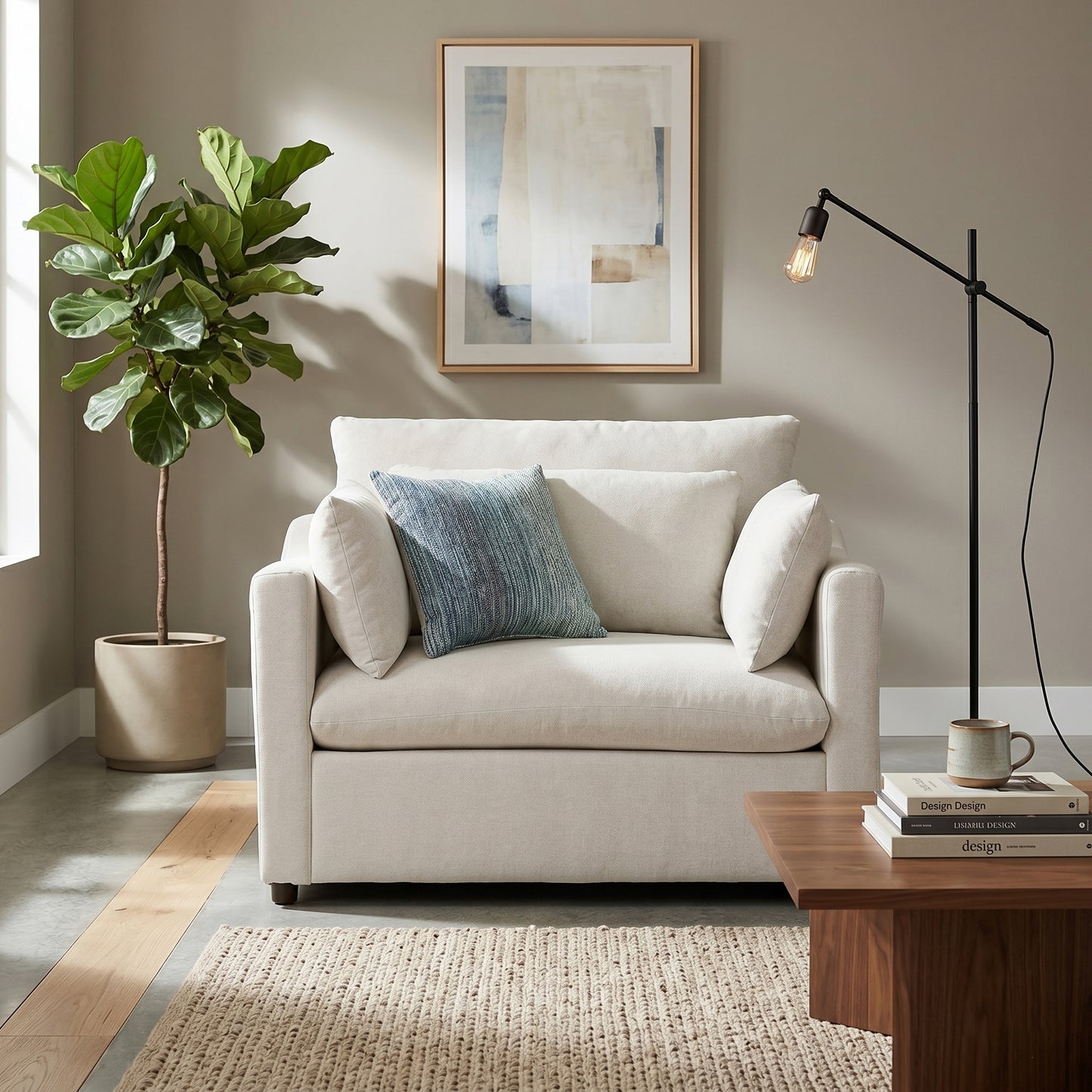 Roundhill Furniture Wilson 2-Piece Living Room Set, Chair and Ottoman