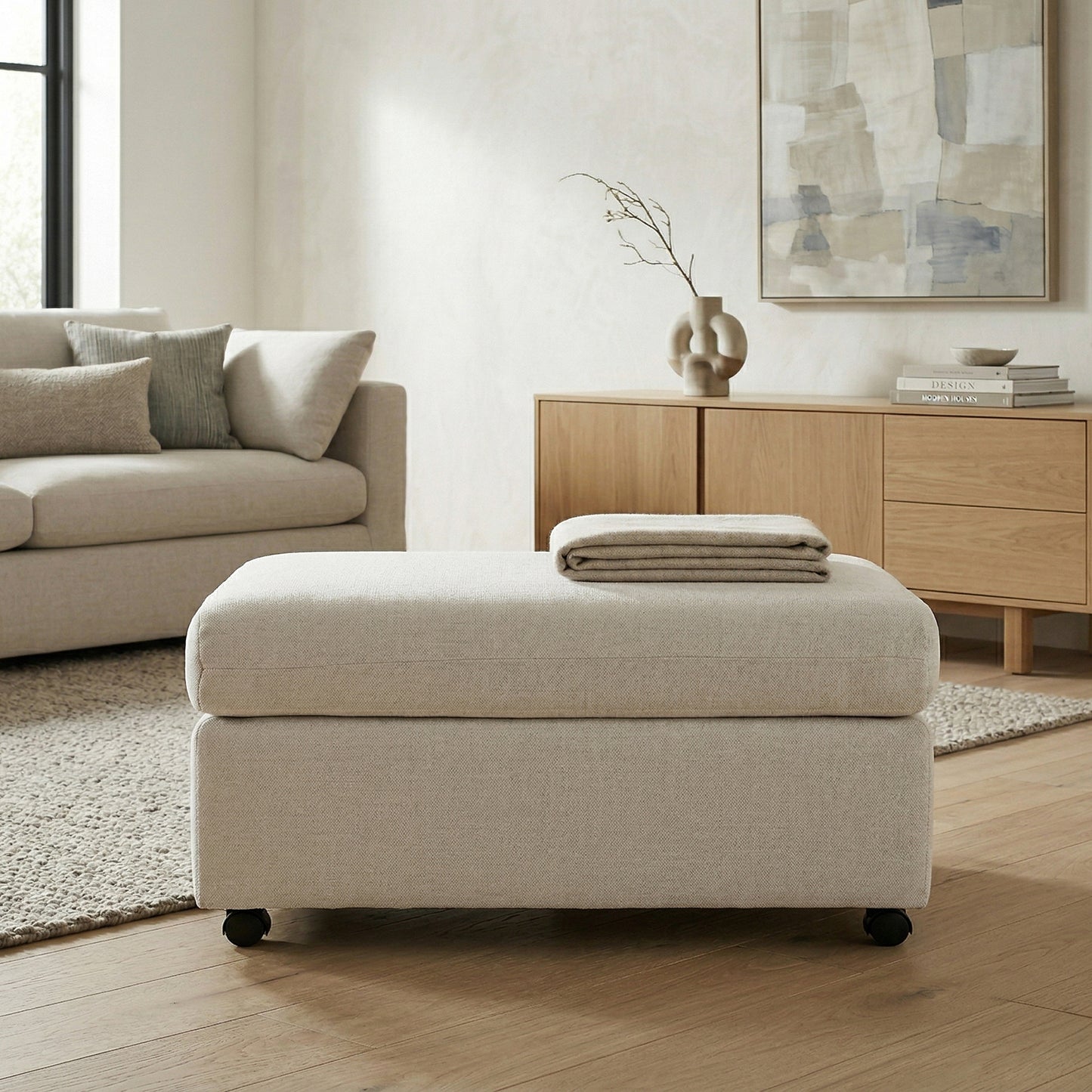 Roundhill Furniture Wilson 2-Piece Living Room Set, Chair and Ottoman