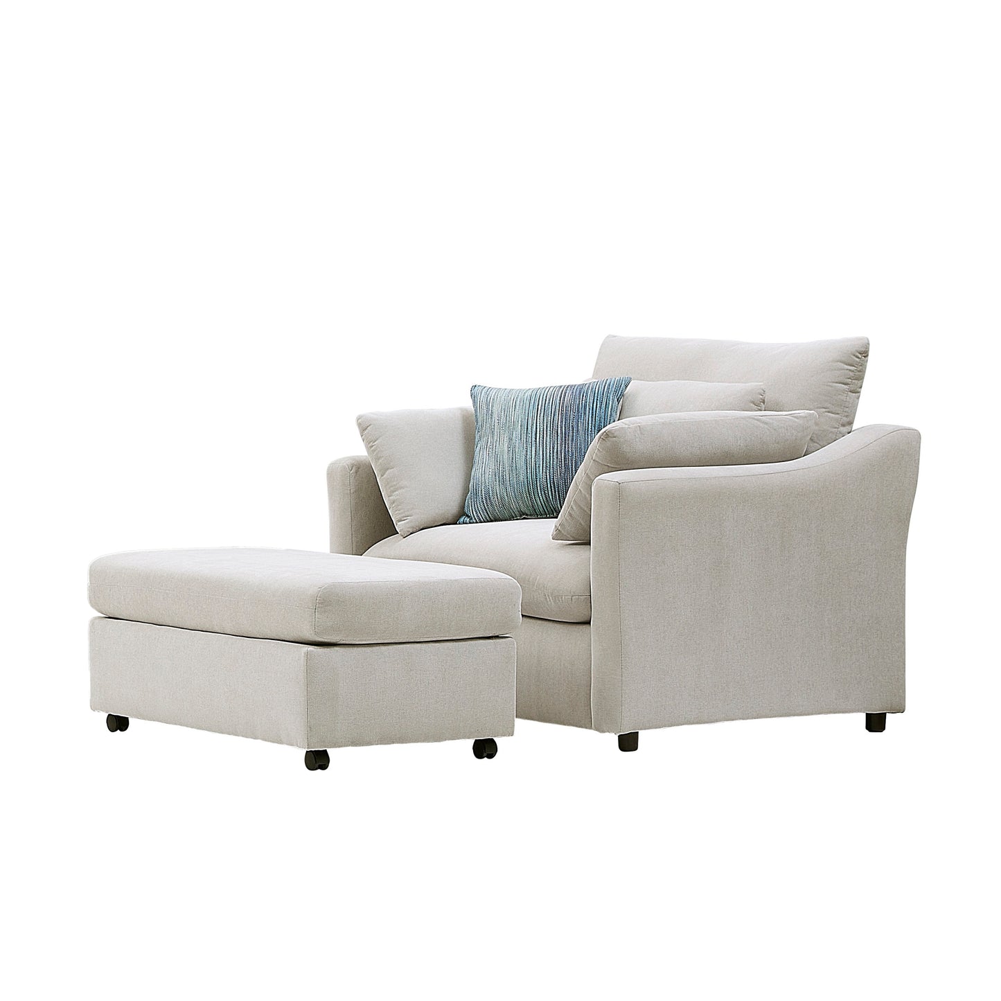 Roundhill Furniture Wilson 2-Piece Living Room Set, Chair and Ottoman