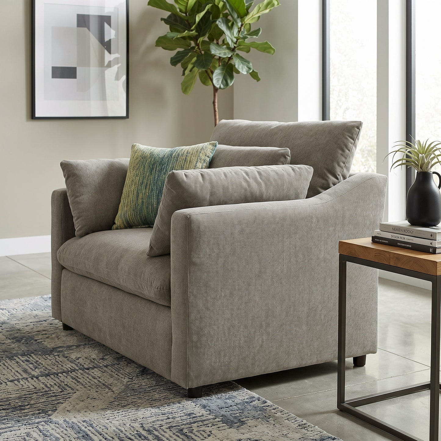 Roundhill Furniture Wilson 2-Piece Living Room Set, Chair and Ottoman