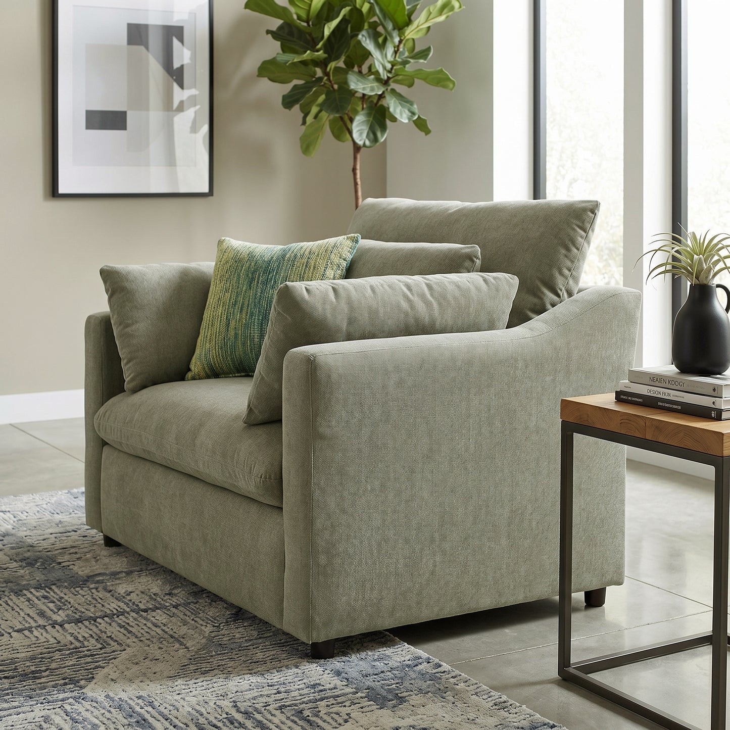 Roundhill Furniture Wilson 2-Piece Living Room Set, Chair and Ottoman