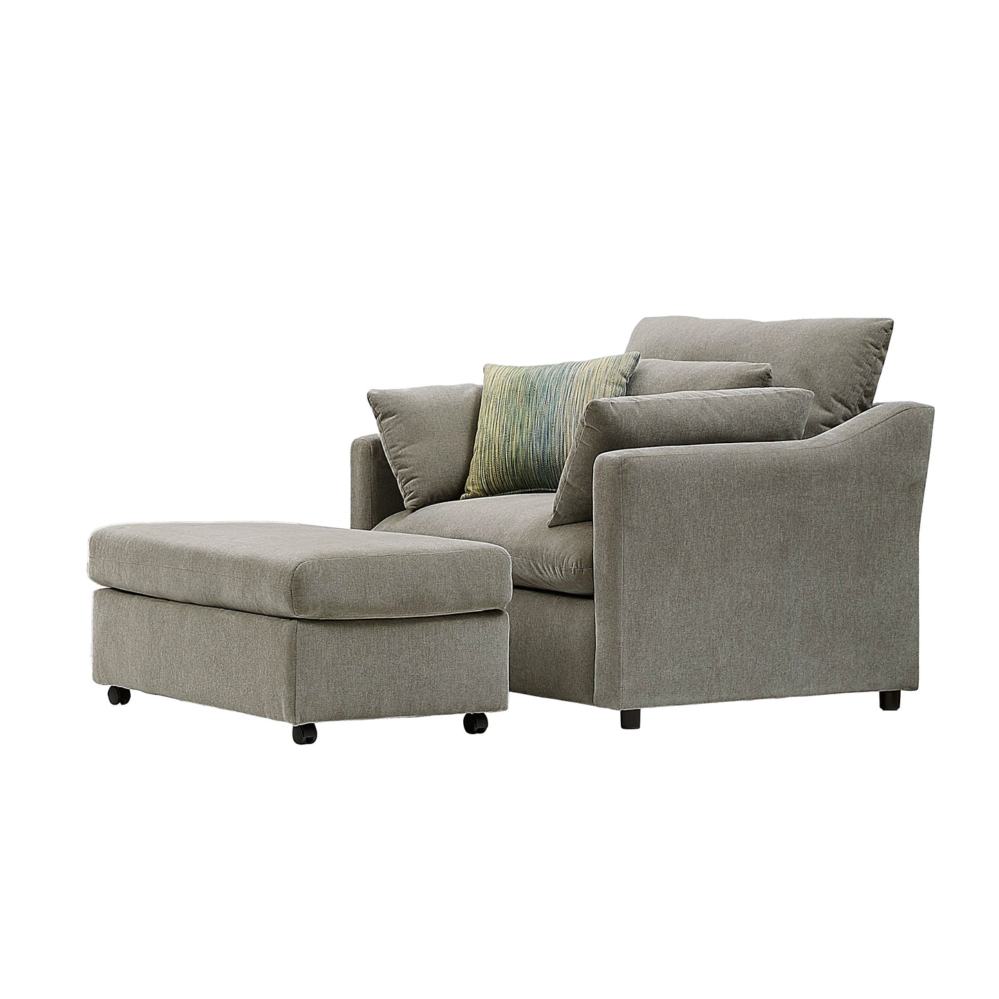 Roundhill Furniture Wilson 2-Piece Living Room Set, Chair and Ottoman