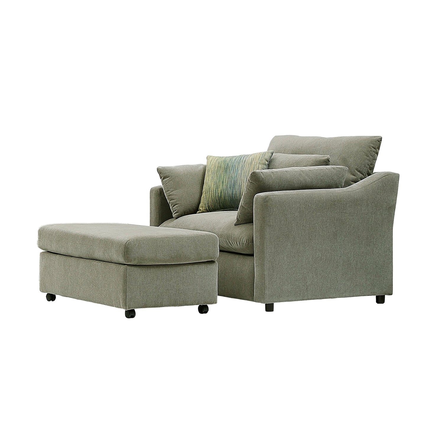 Roundhill Furniture Wilson 2-Piece Living Room Set, Chair and Ottoman