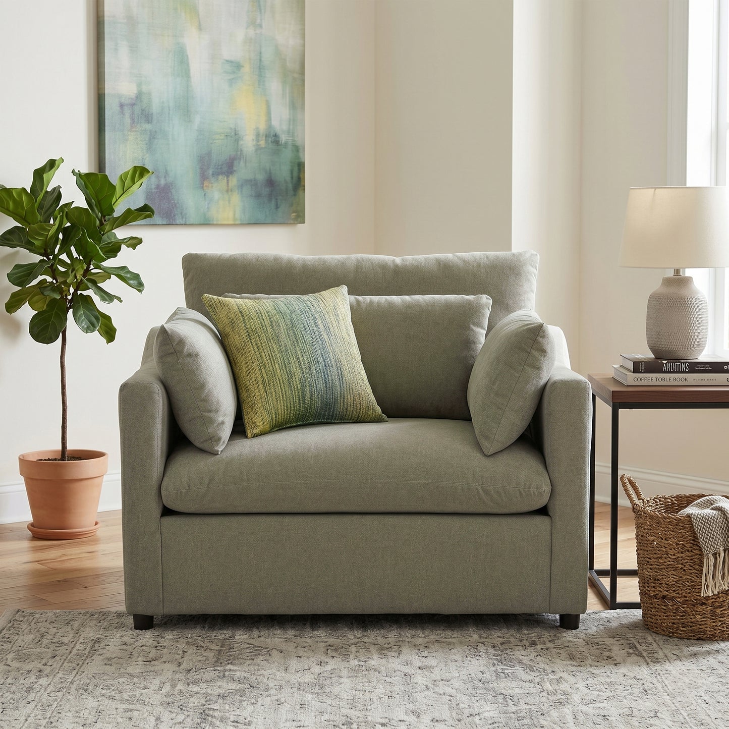 Roundhill Furniture Wilson Contemporary Upholstered Cuddle Chair