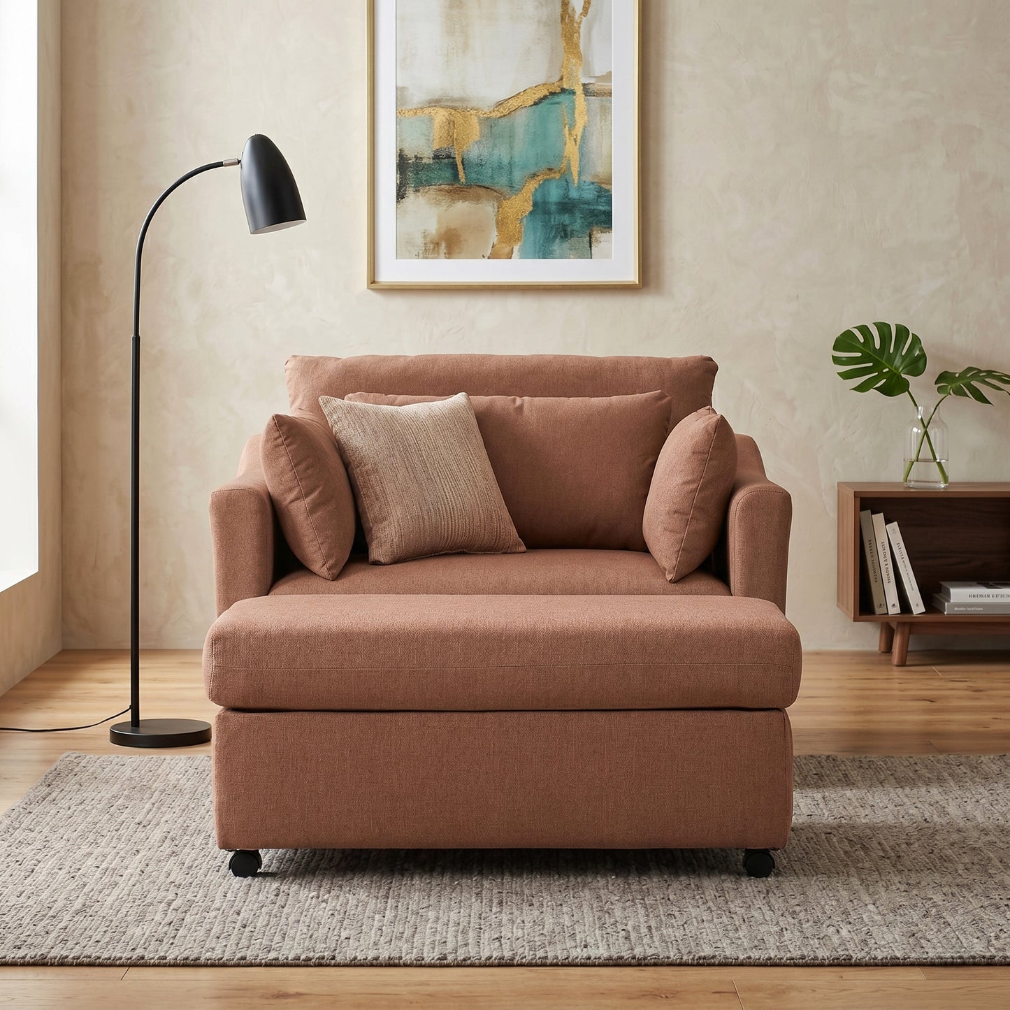 Roundhill Furniture Wilson 2-Piece Living Room Set, Chair and Ottoman