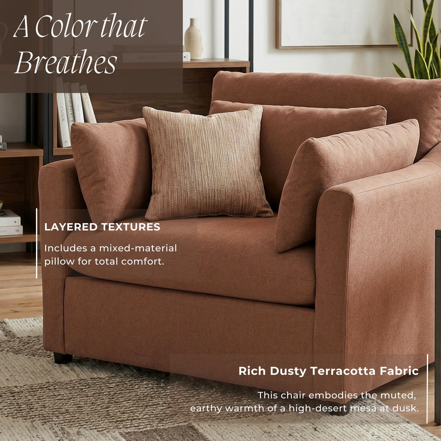 Roundhill Furniture Wilson 2-Piece Living Room Set, Chair and Ottoman